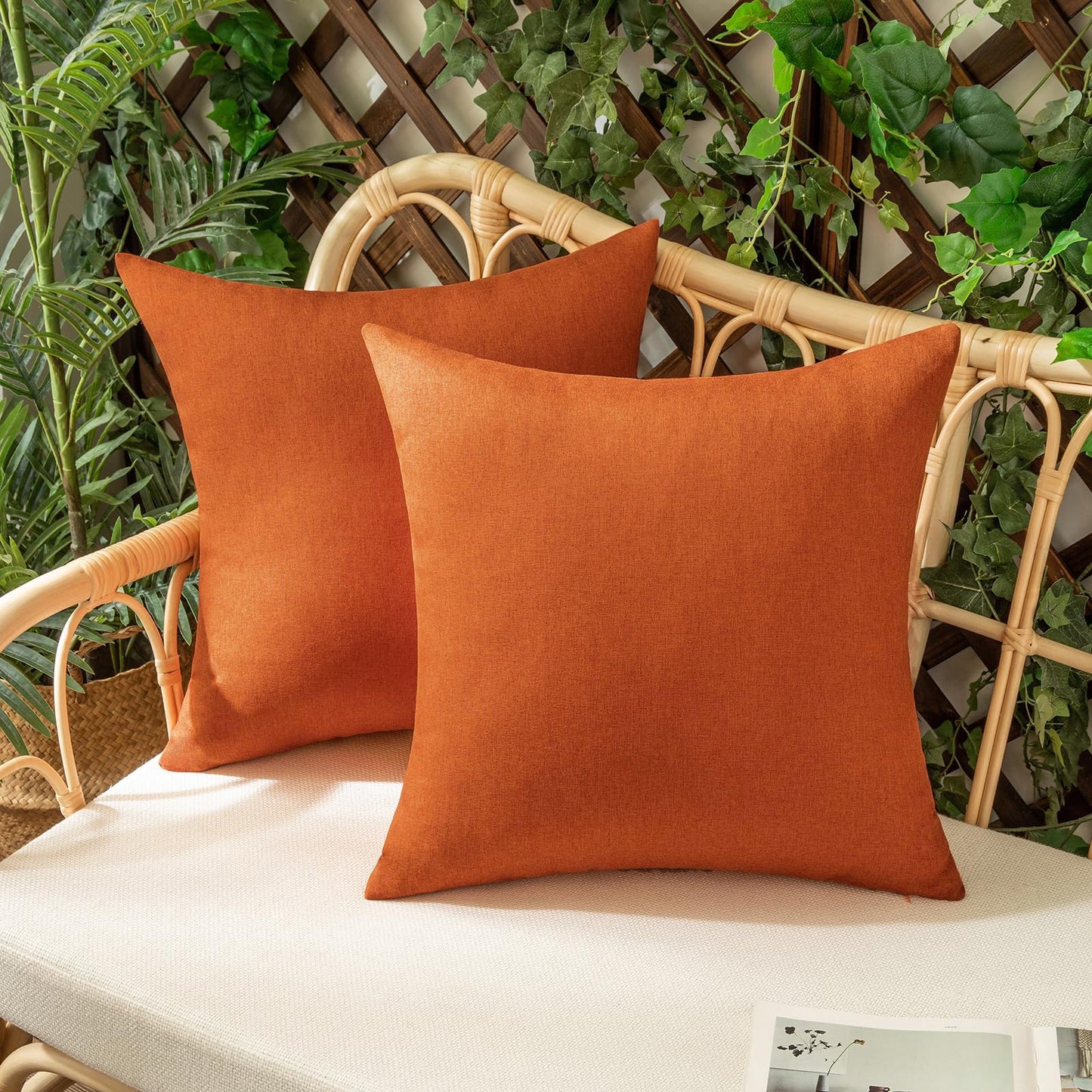 Woaboy Outdoor Waterproof Throw Pillow Covers 16x16 Inch Orange
