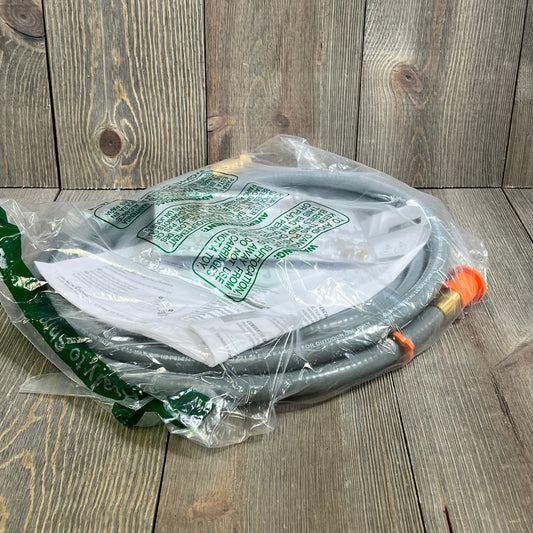 Gray Blackstone 5249 conversion kit for propane to natural gas, includes hose and fittings in packaging.