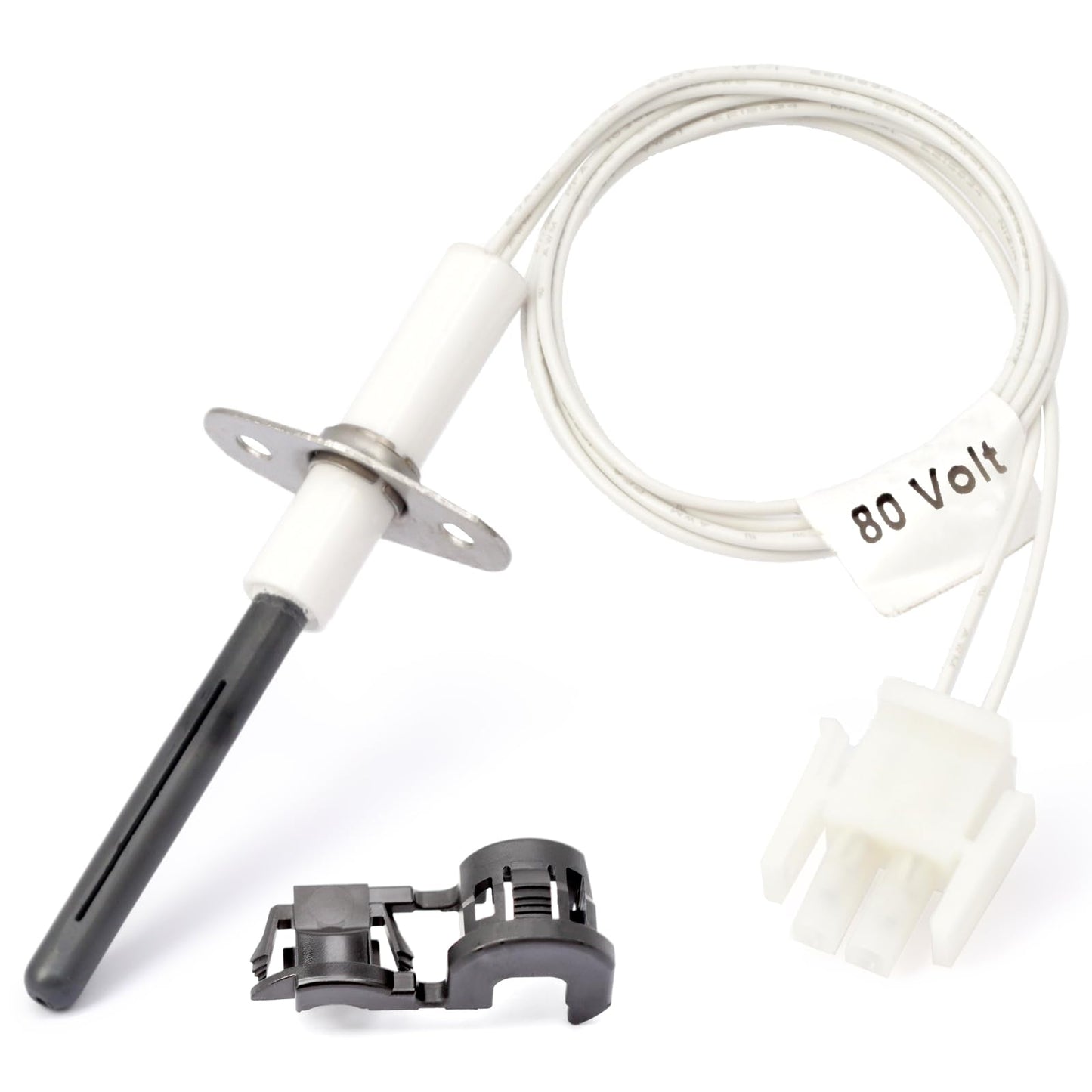 Silicon Nitride Ignitor Kit with cylindrical igniters for Hayward H-Series Low Nox Heater models, 80 Volt cable visible.