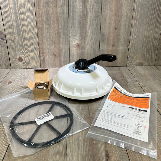 Alt text: Deecaray valve top assembly with diverter seal, compression spring, and installation guide on a wooden surface.