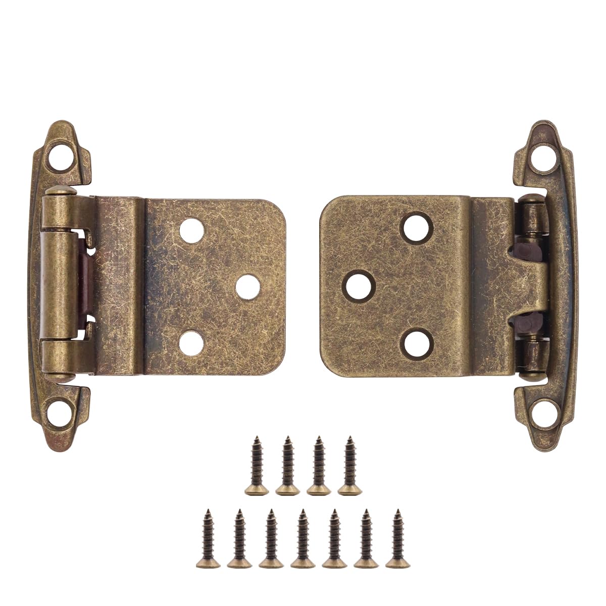 Antique brass inset cabinet door hinges with screws, 3/8" self-closing for kitchen cabinets, 15 pairs set.