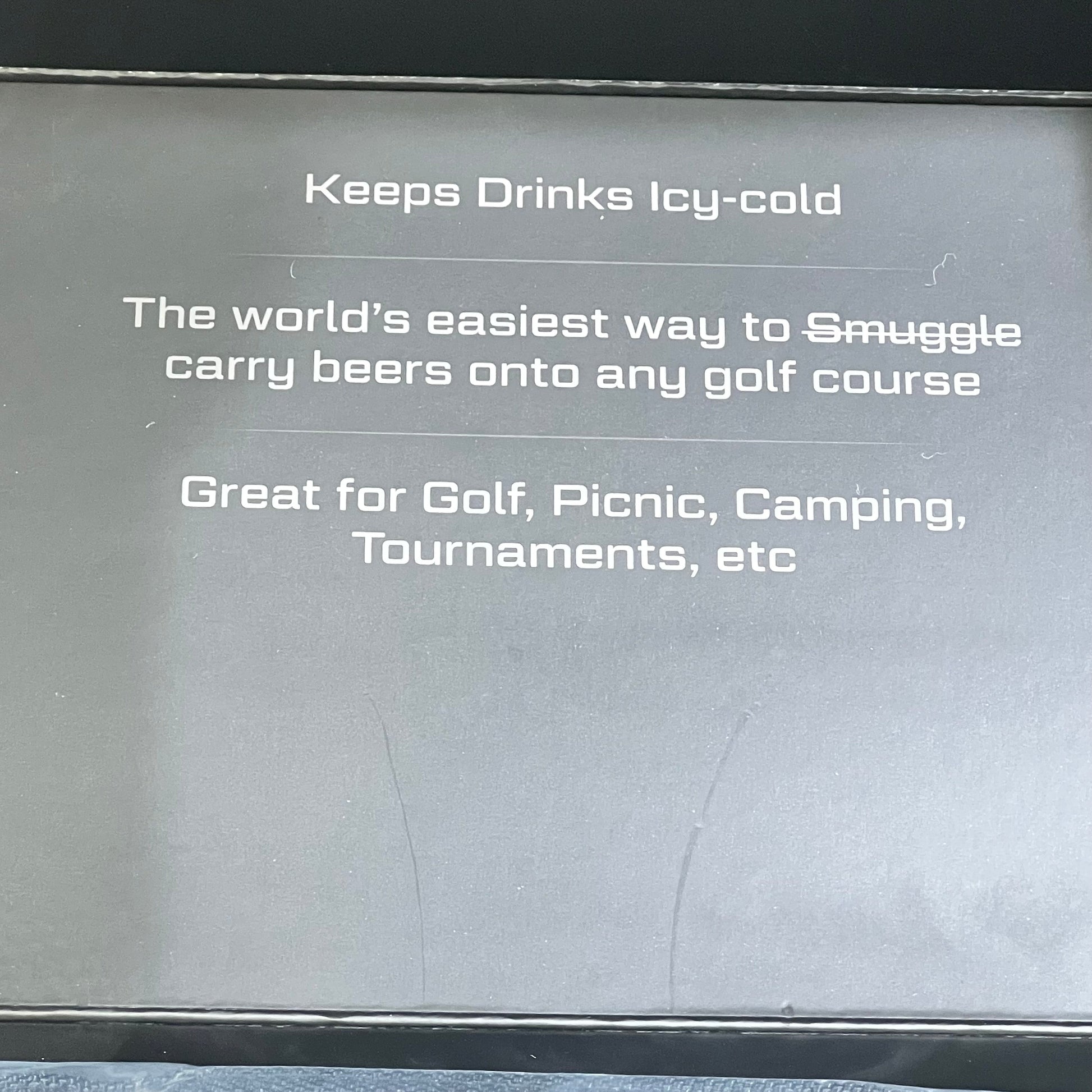 WOLVIO Premium Golf Bag Cooler Sleeve packaging highlights 9-can capacity, insulation, and versatile use for outdoor activities.