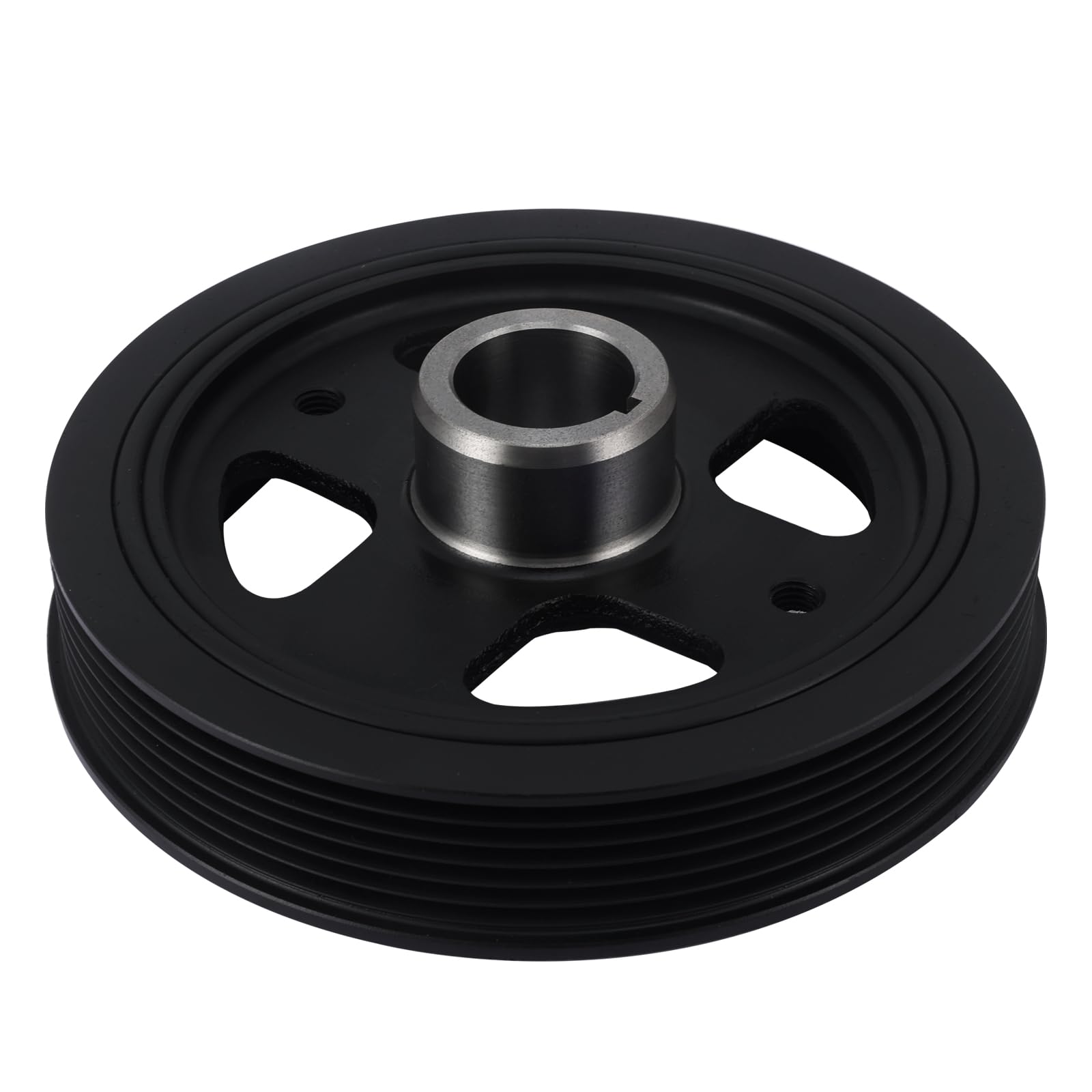 Black AULINK 594-404 engine harmonic balancer crankshaft pulley for 1.8L L4 engines, compatible with Lexus, Scion, Toyota.