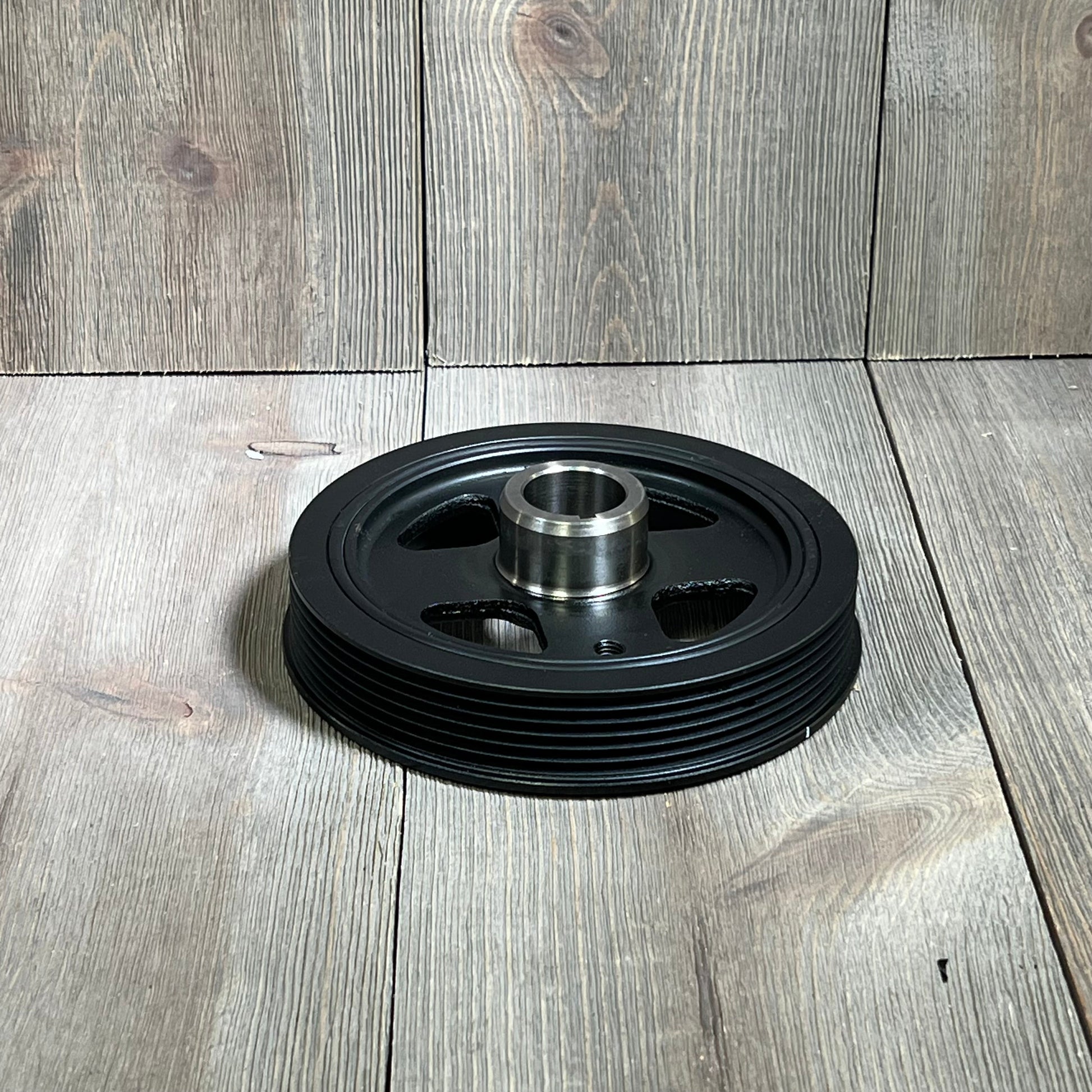 Engine harmonic balancer crankshaft pulley for Lexus CT200h, Scion iM/xD, Toyota Corolla Matrix Prius, black finish.