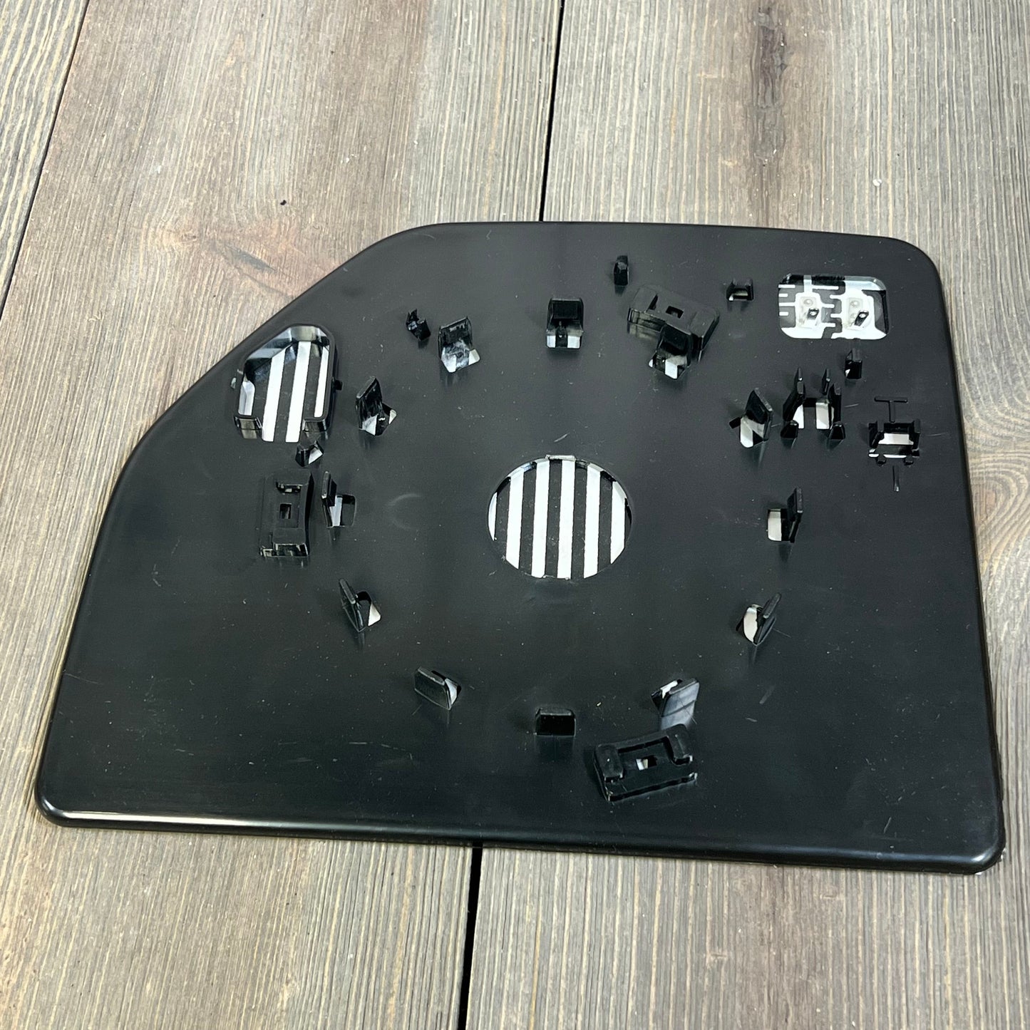 Heated upper mirror glass rear holder for 2015-2020 Ford F150 F250 F350 towing mirrors, passenger side replacement.