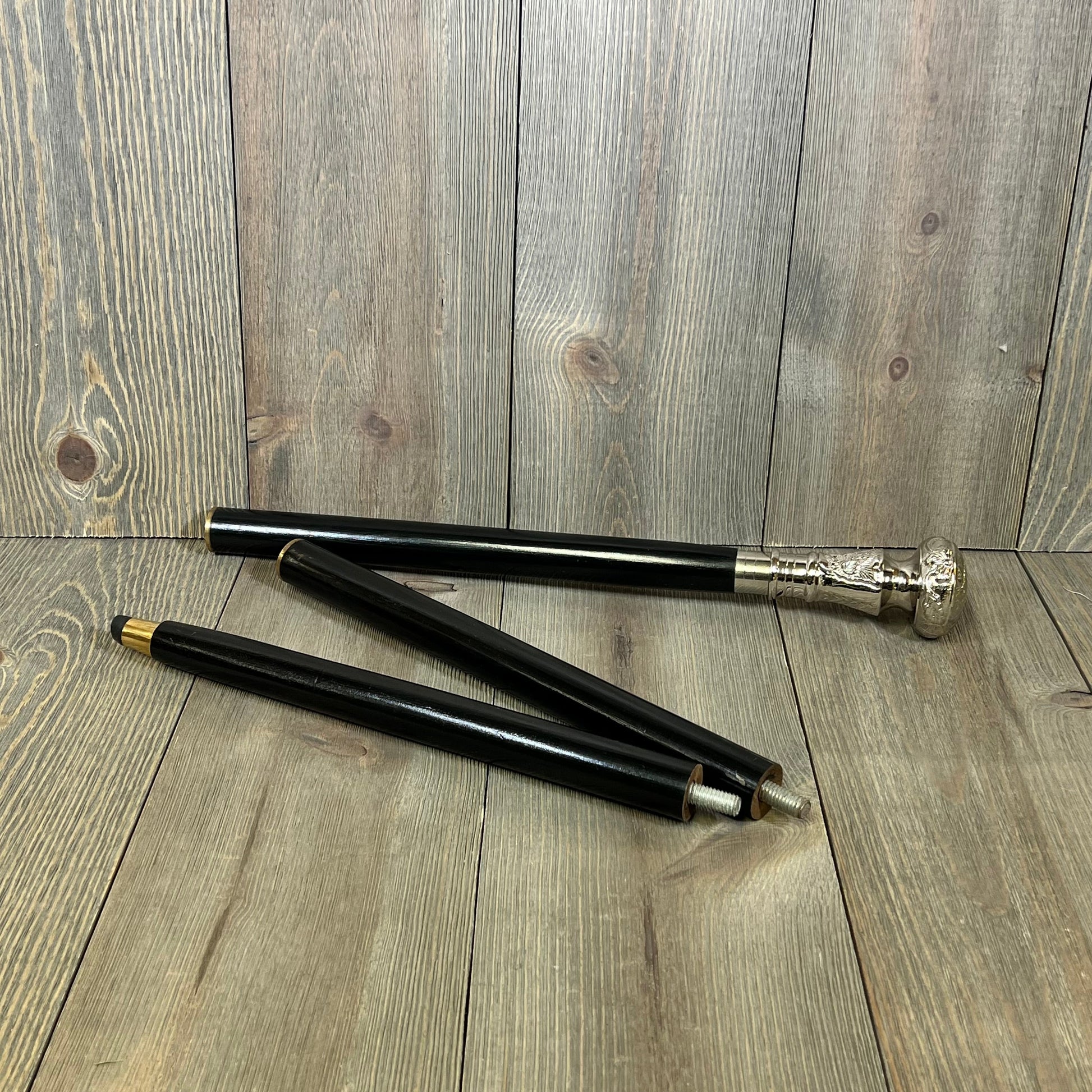 Victorian-style brass handle telescope walking stick, foldable design, perfect vintage gift for men and women.