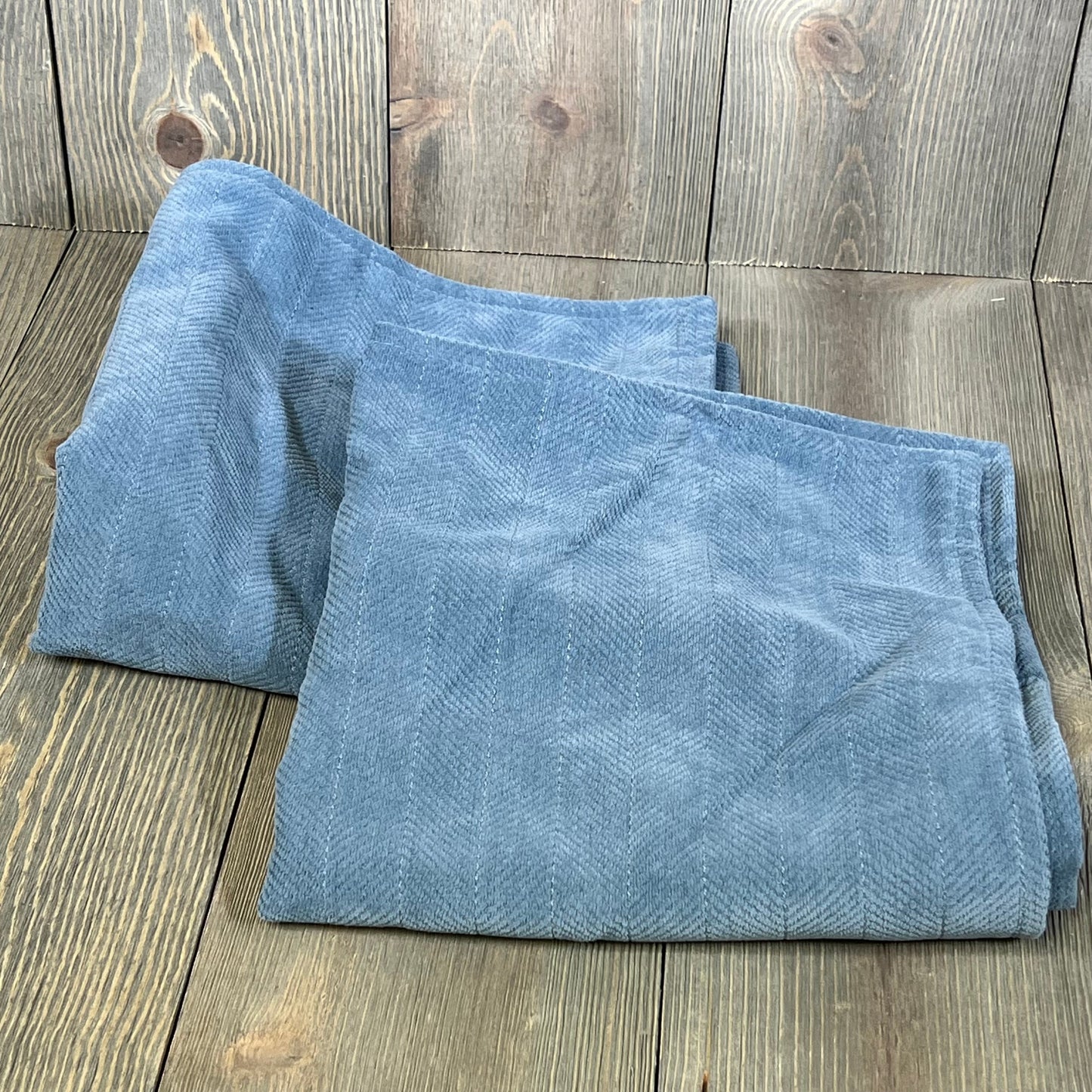 Dusty blue chenille pillow covers with elegant texture, perfect for farmhouse decor in living rooms and bedrooms.