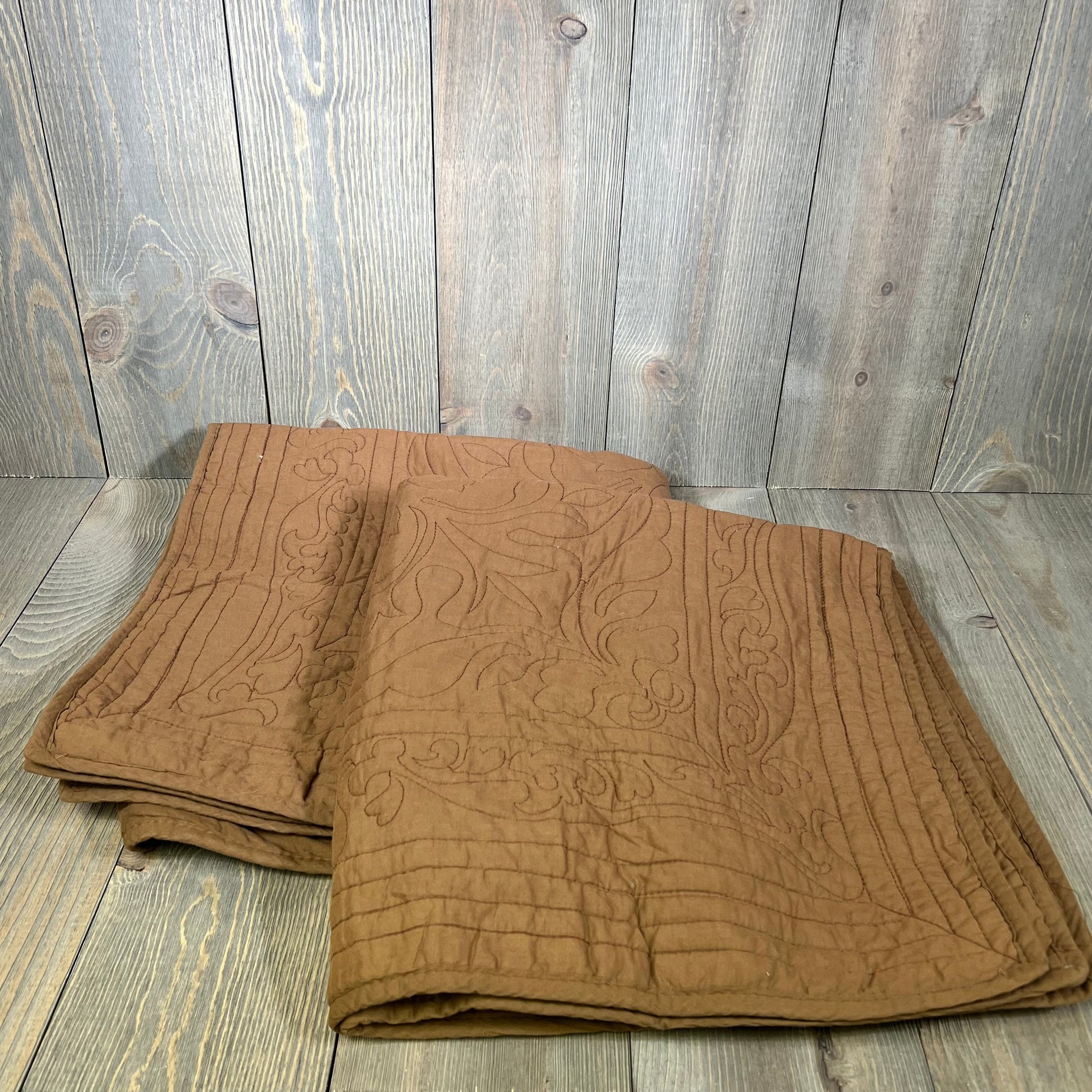 Coffee-colored quilted Euro sham covers, 100% cotton, 26" x 26", soft and breathable, perfect for square pillows.