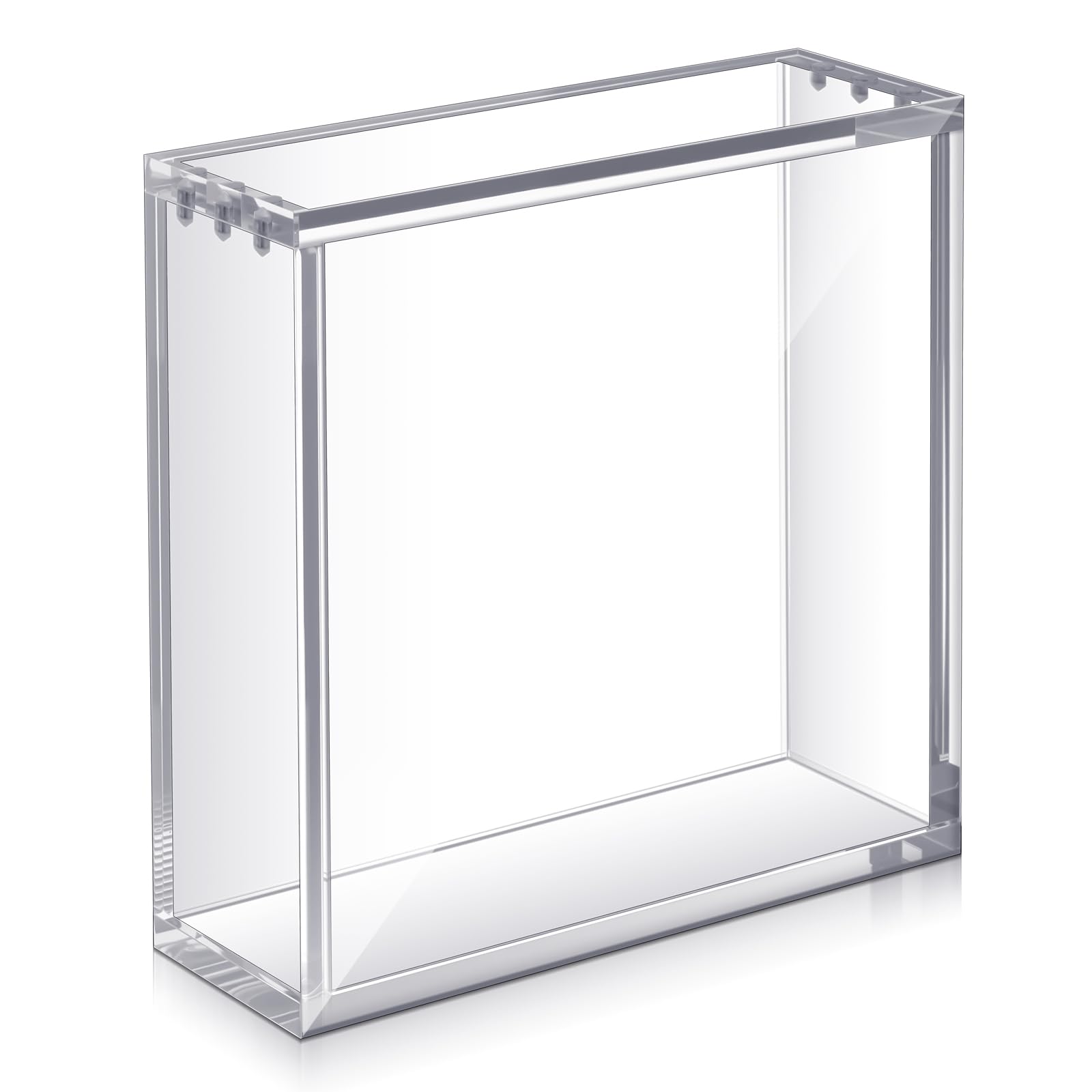 Acrylic magnetic case for TCG booster box, stackable design, 4mm thick, perfect for collectors, cards not included.