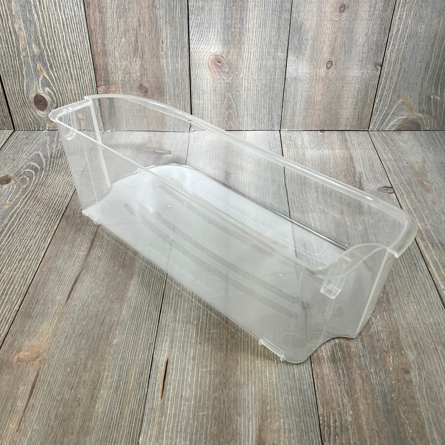 Clear refrigerator door bin replacement for Frigidaire models; durable and perfect fit for LFSS2612TF0, LFSS2612TE0.