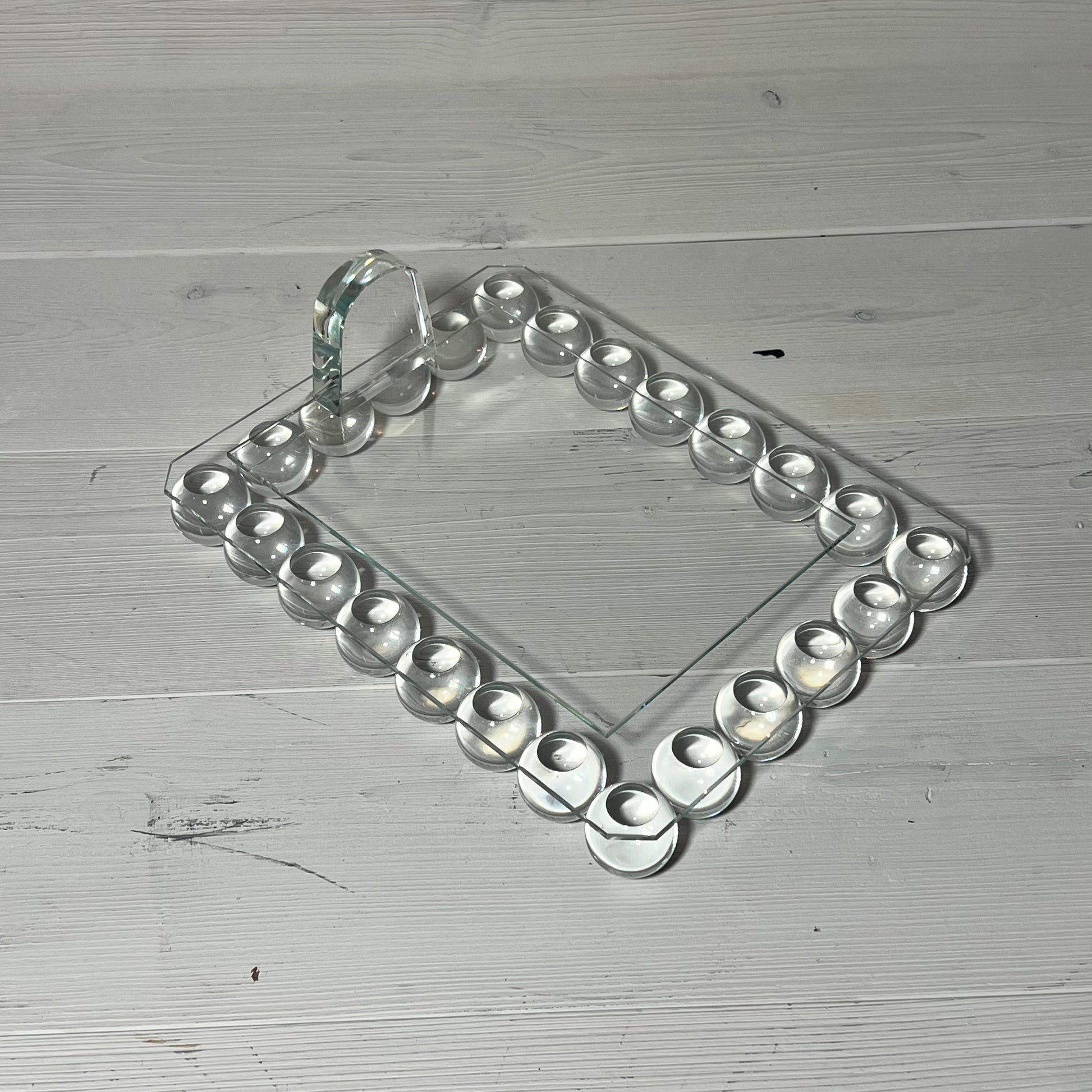 Clear bubble crystal picture frame with 24 decorative balls, elegant design for vertical display on desk or shelf.