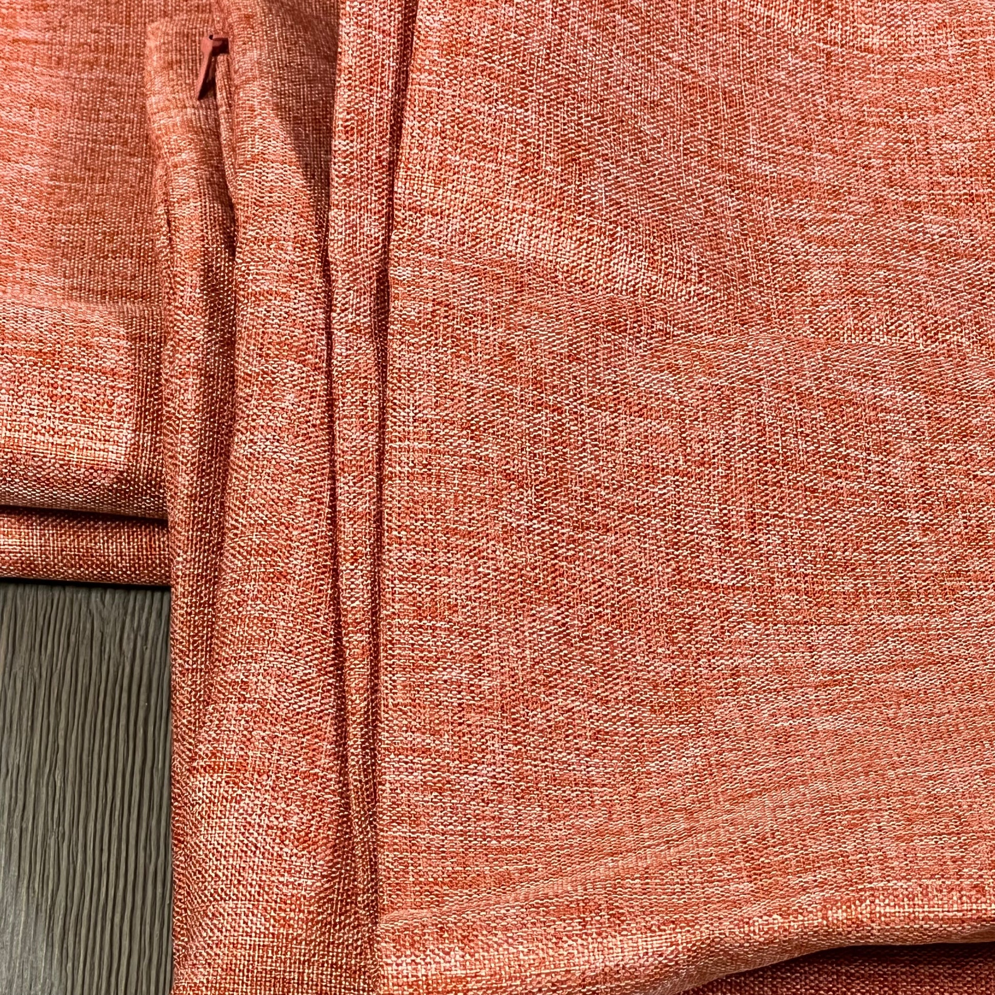 Coral red waterproof throw pillow covers, farmhouse style, perfect for outdoor sofa or living room, 18x18 inches.