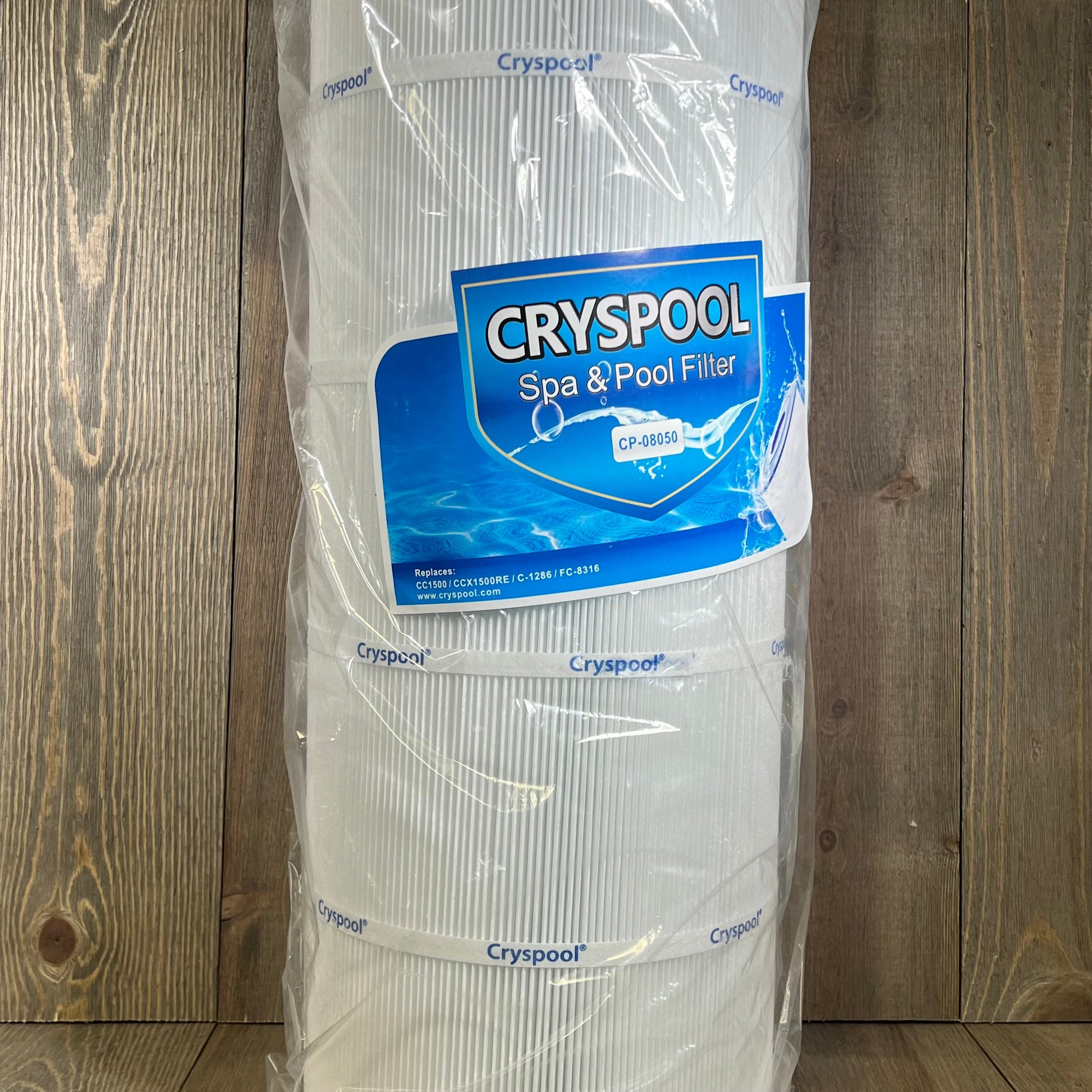 Cryspool 08050 pool filter cartridge in packaging, compatible with Hayward CCX1500RE, 150 sq. ft. filtration.