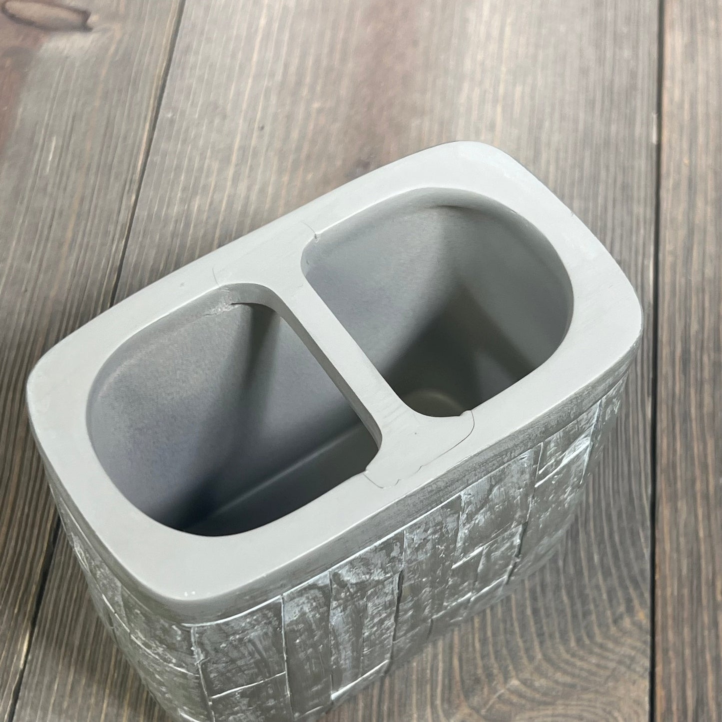 Modern toothbrush holder from Sweet Home Collection, featuring a sleek dual compartment design and contemporary Avalon finish.