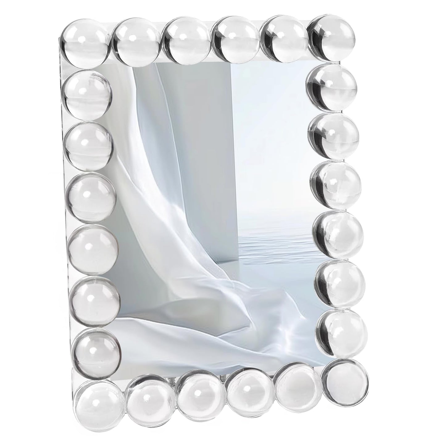 Elegant 5x7 crystal picture frame with 24 clear bubbles, perfect for office or home decor. Vertical display design.