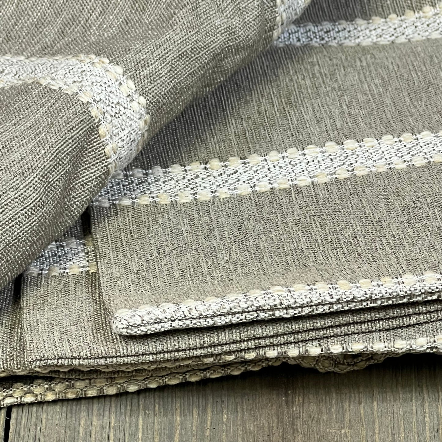 Tan large stripe decorative pillow covers in textured fabric, perfect for living room, 24x24 inches, set of 2 Euro shams.