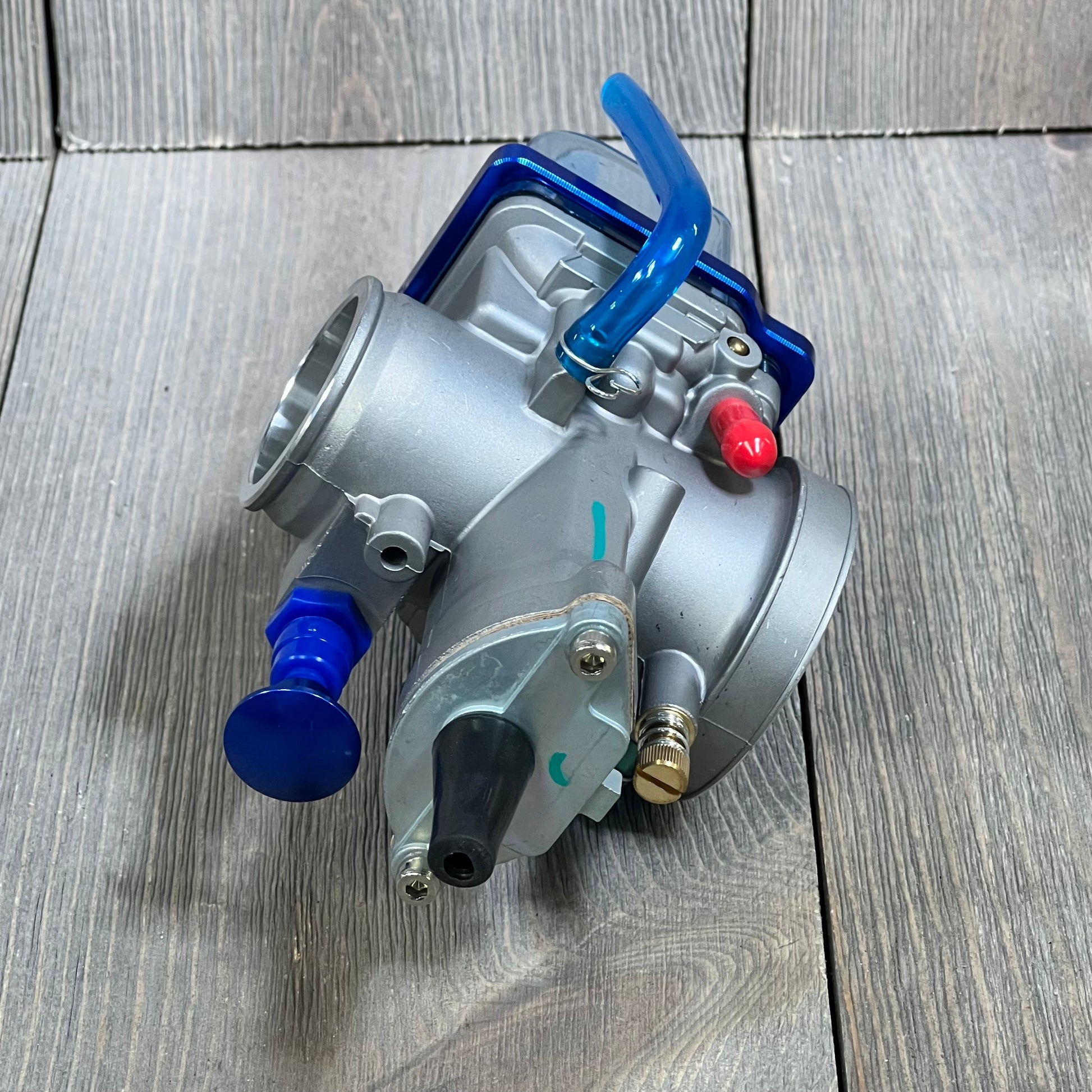 Universal Motorcycle Racing Carburetor PWK 32MM with blue float bowl, ideal for 2T 4T engine scooters and ATVs.