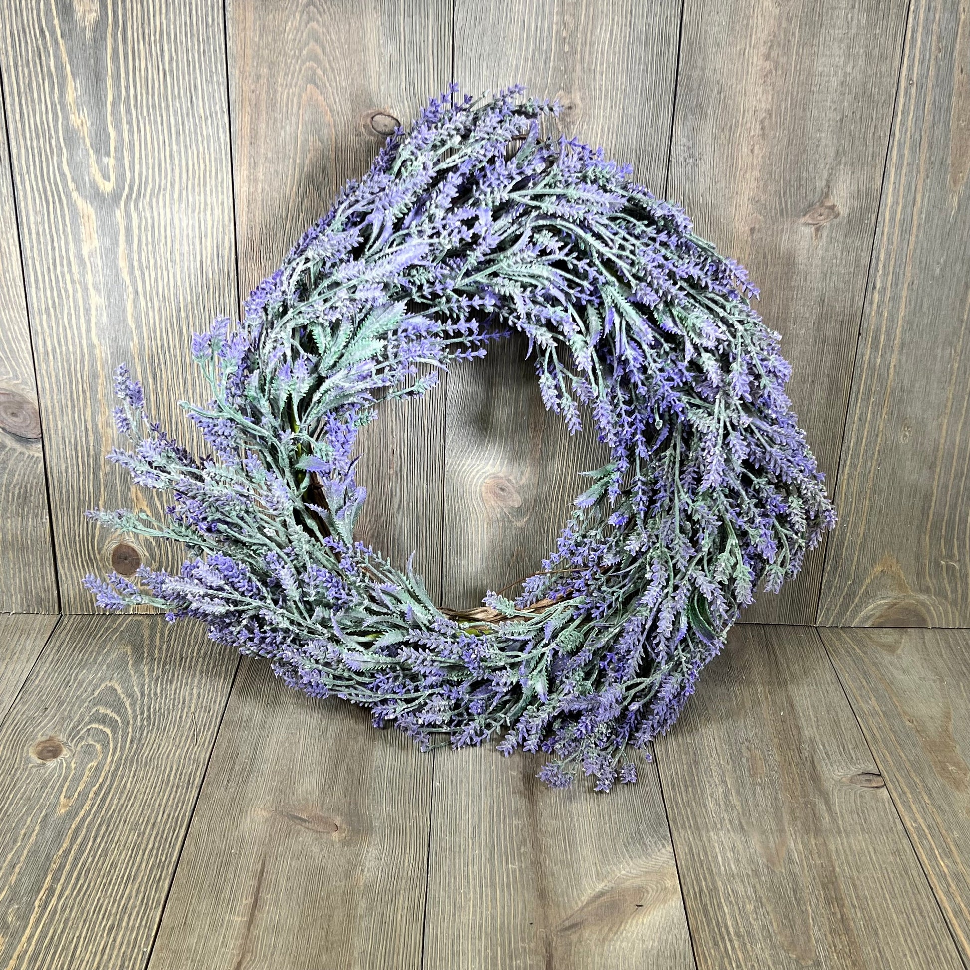 Lavender wreath with purple blooms for front door, perfect for summer and spring decor, farmhouse style.