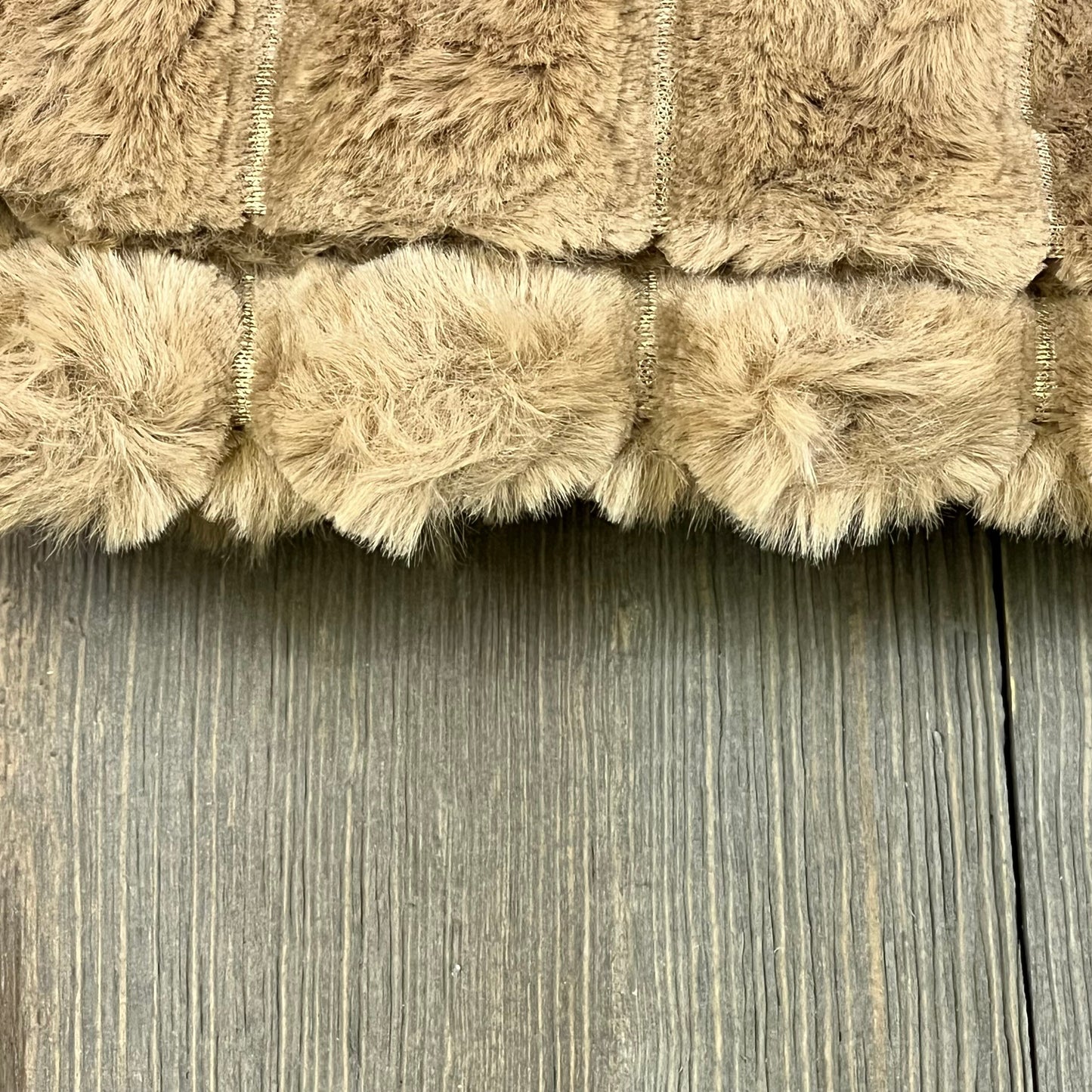 Brown faux fur throw pillow cover with plaid texture, showcasing luxurious softness for sofa or bed decor.