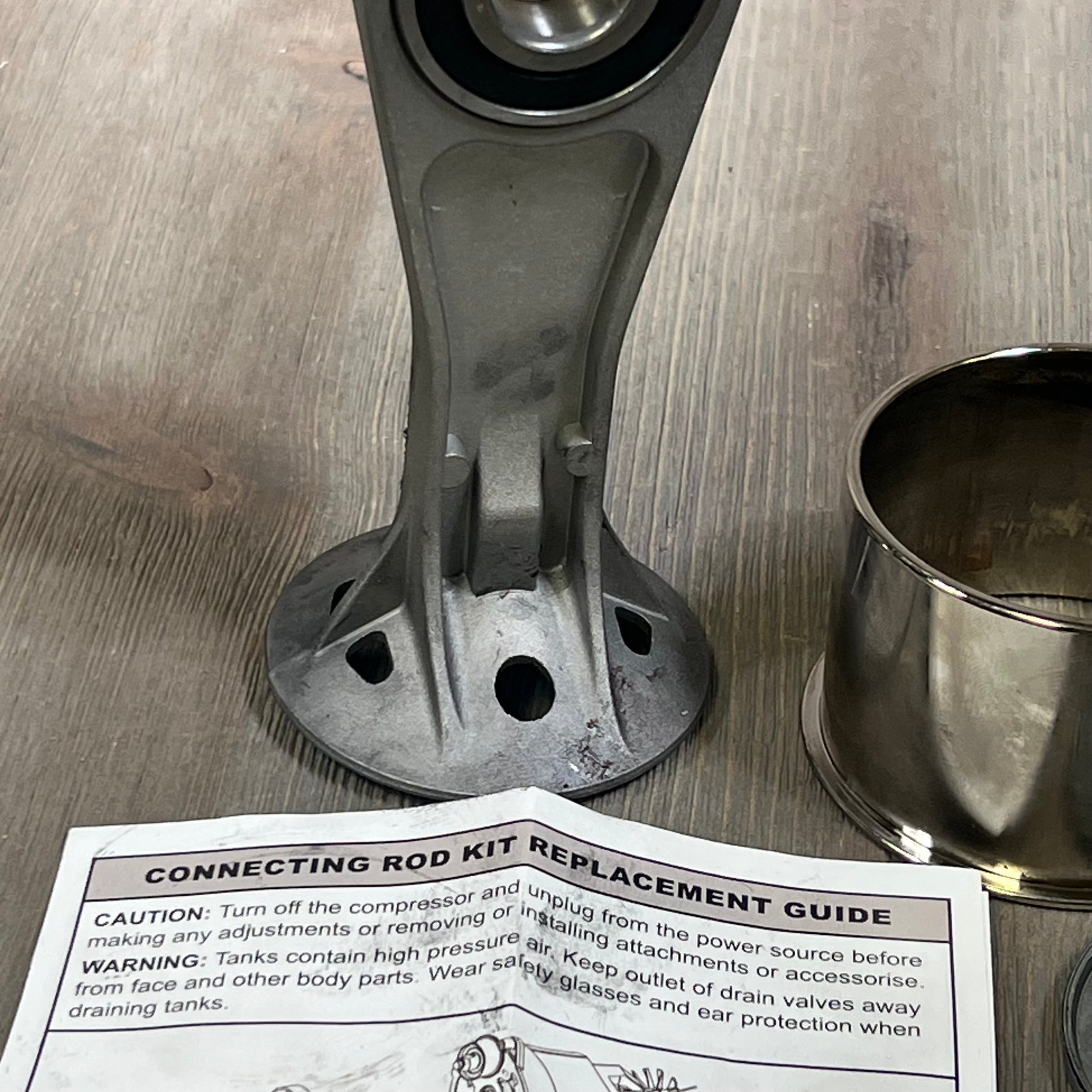 Air compressor piston rod and repair guide for 73 mm bore cylinder, essential for cylinder repair kits.