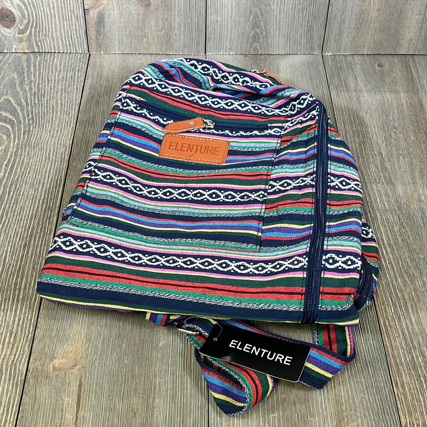 Colorful ELENTURE yoga mat bag with adjustable strap, full-zip closure, and handy pockets. Ideal for travel and outdoor workouts.