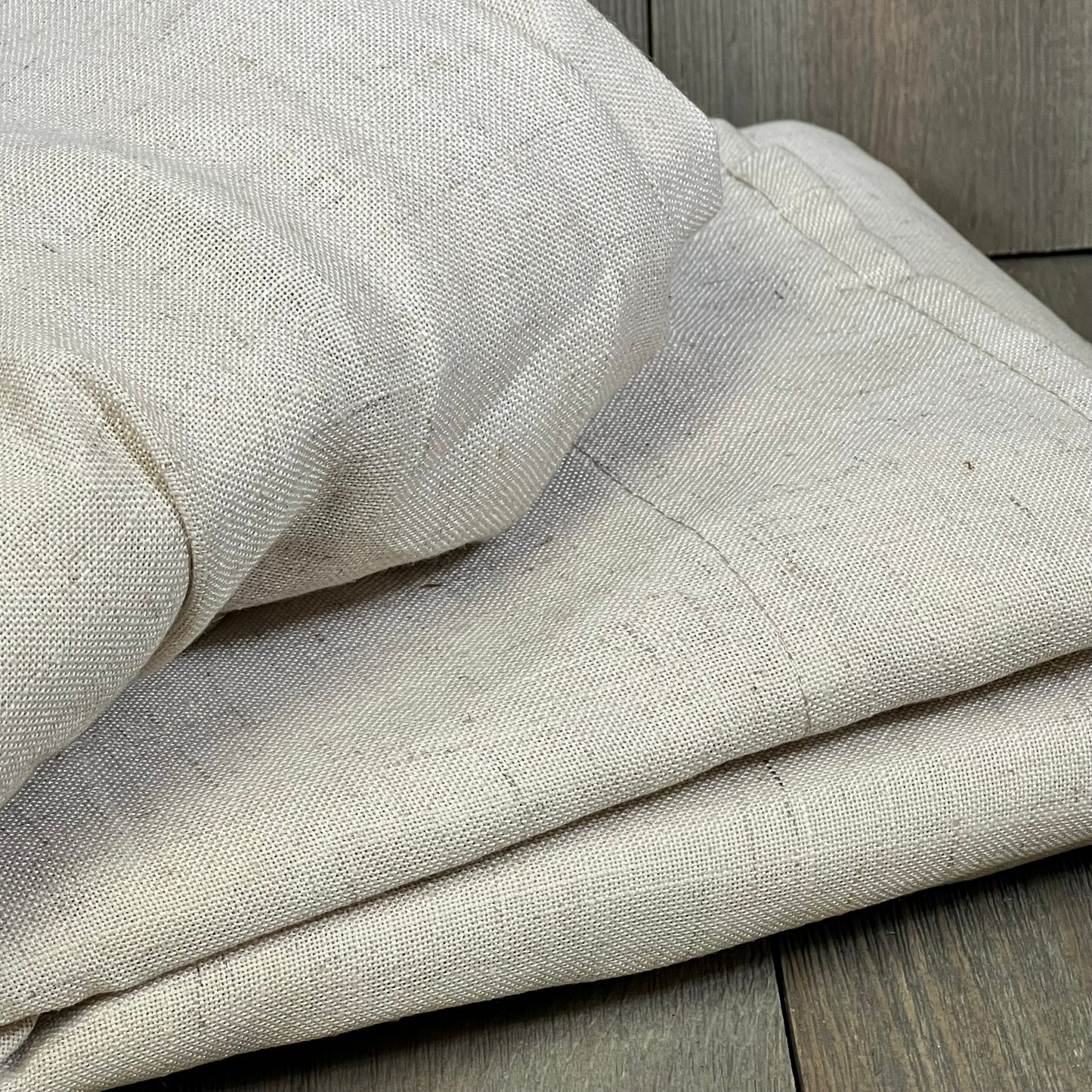 Soft, thick linen curtains in neutral tone, showcasing the texture and quality of H.VERSAILTEX 96-inch window drapes.
