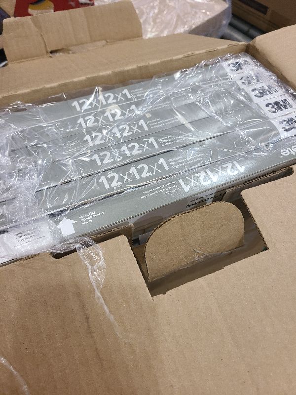 BNX TruFilter 12x12x1 Air Filters in packaging, MERV 8, ideal for dust and pet defense, six-pack, made in USA.