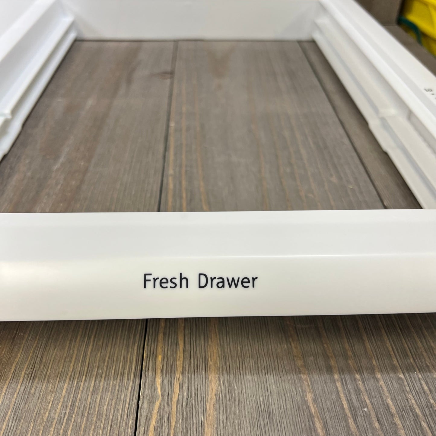 Refrigerator crisper drawer cover frame compatible with Frigidaire, showing "Fresh Drawer" label.