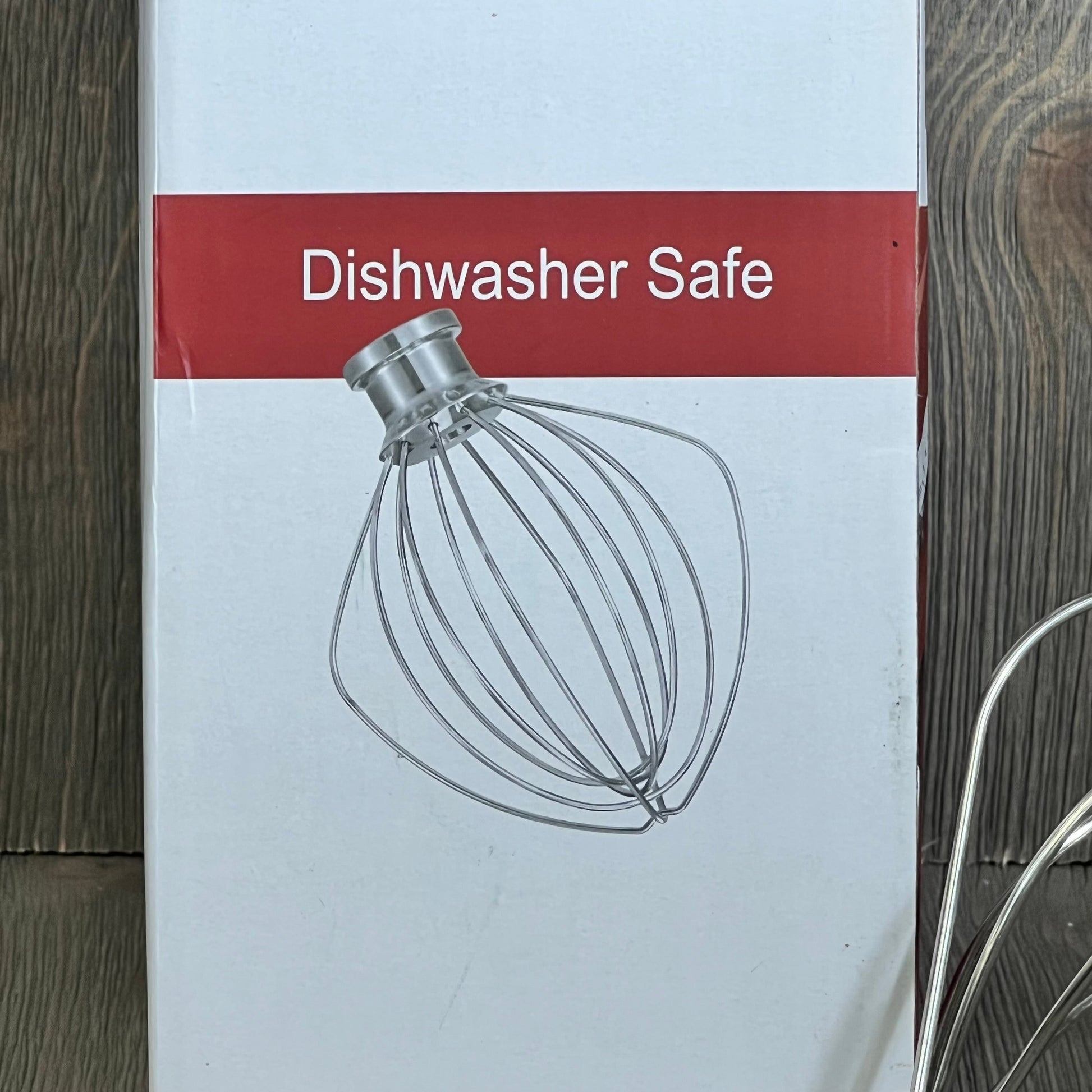 Stainless steel wire whip attachment for KitchenAid mixer, dishwasher safe, ideal for 4.5-5 quart tilt-head models.