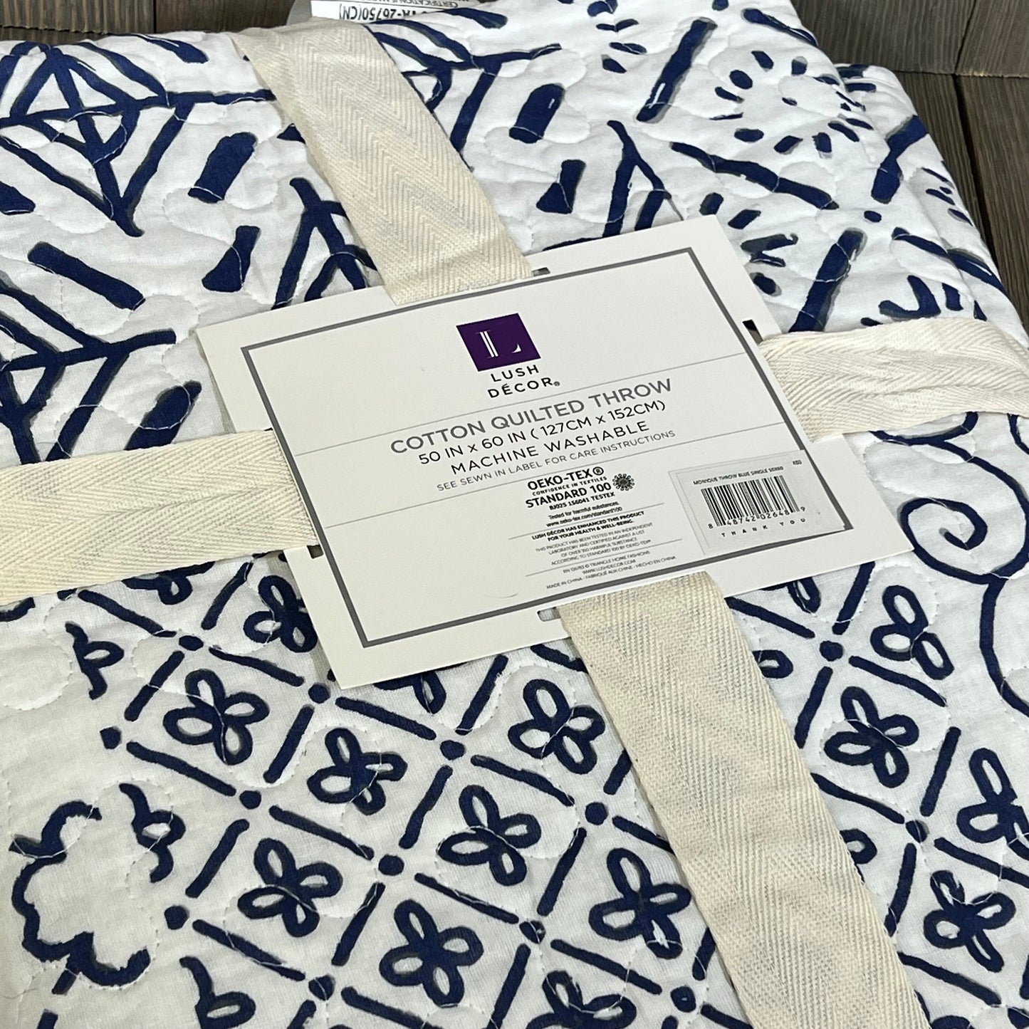 Lush Decor Monique Throw in blue, 50x60-inch, featuring a stylish floral design, perfect for cozy home decor.