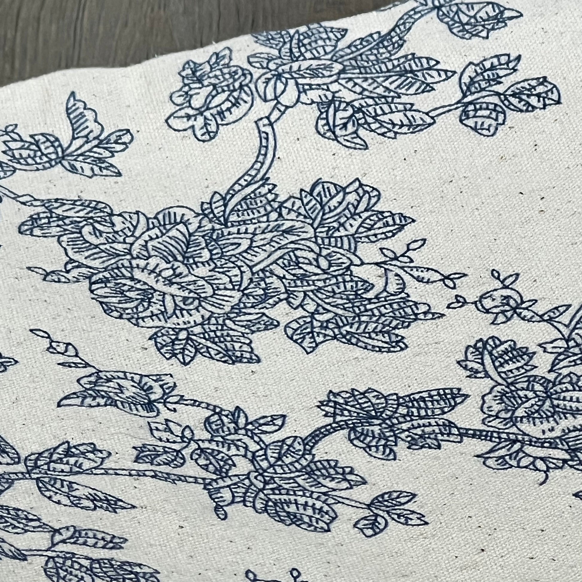 Blue floral pattern on 100% cotton throw pillow cover, showcasing French pastoral style for farmhouse home decor.