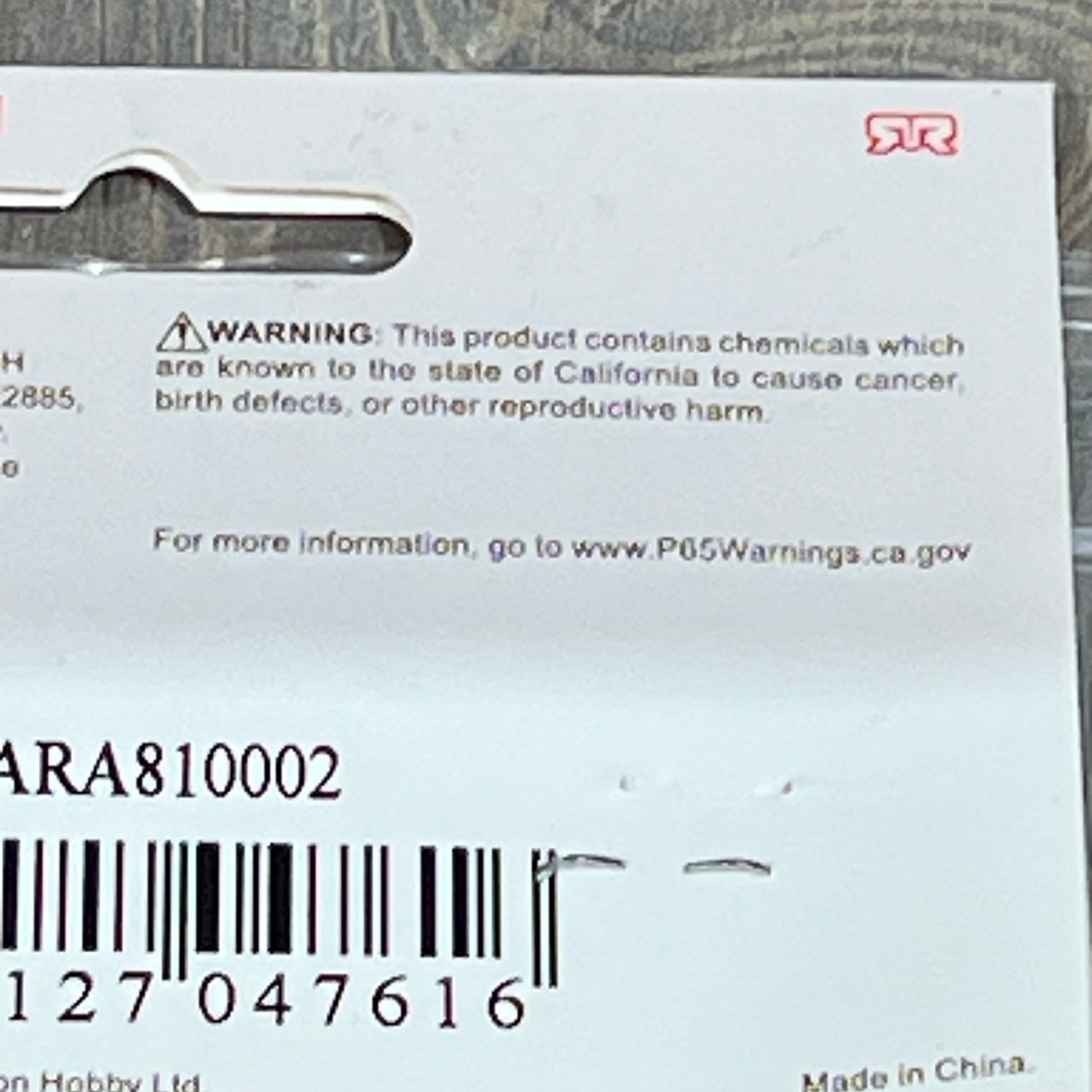 ARRMA 24mm Wheel Wrench packaging with California Prop 65 warning and barcode, model ARA810002.
