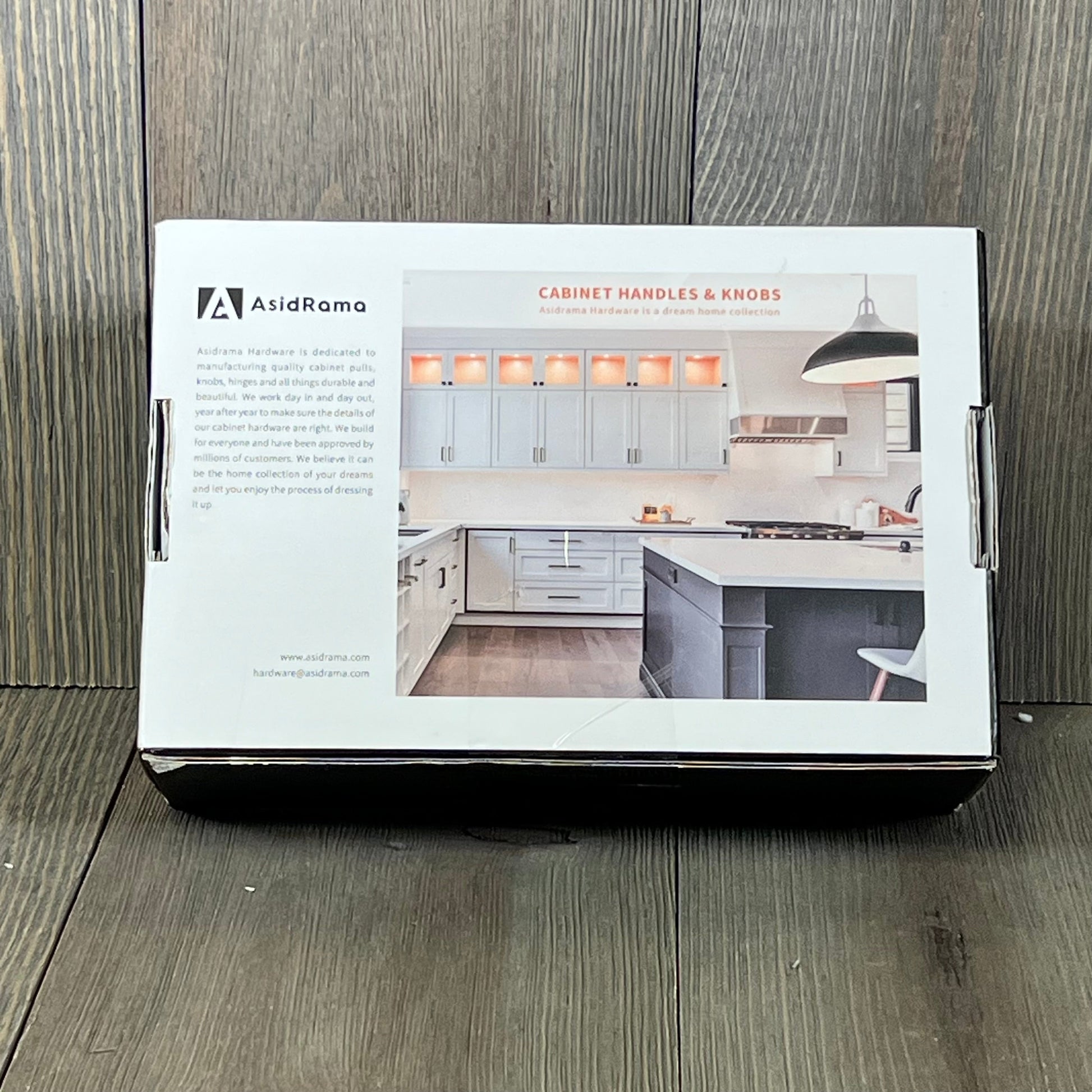 Box of Asidrama 3-inch brushed satin nickel kitchen cabinet handles, showcasing sleek design and quality craftsmanship.