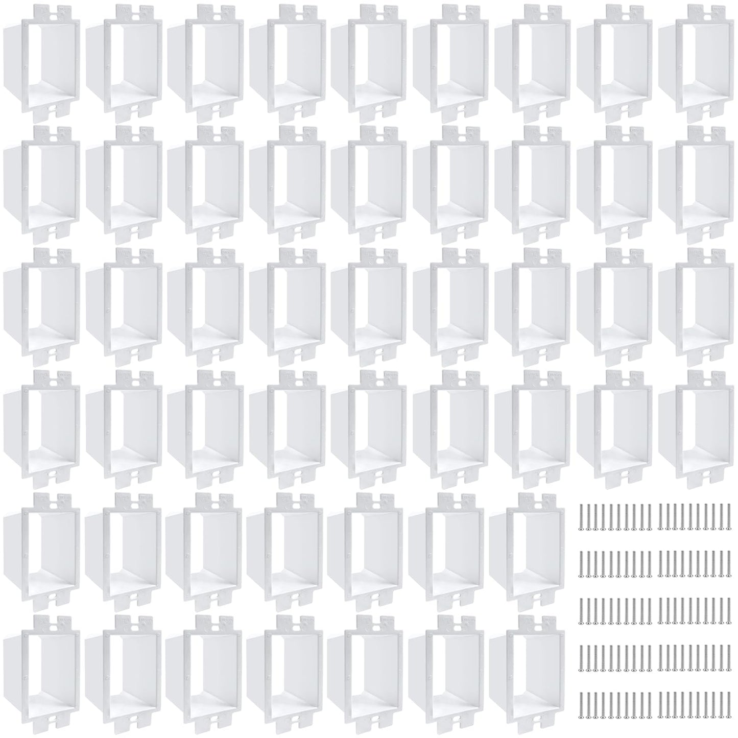 50PCS electrical outlet box extenders with 100PCS screws, perfect for single gang power switch installation.