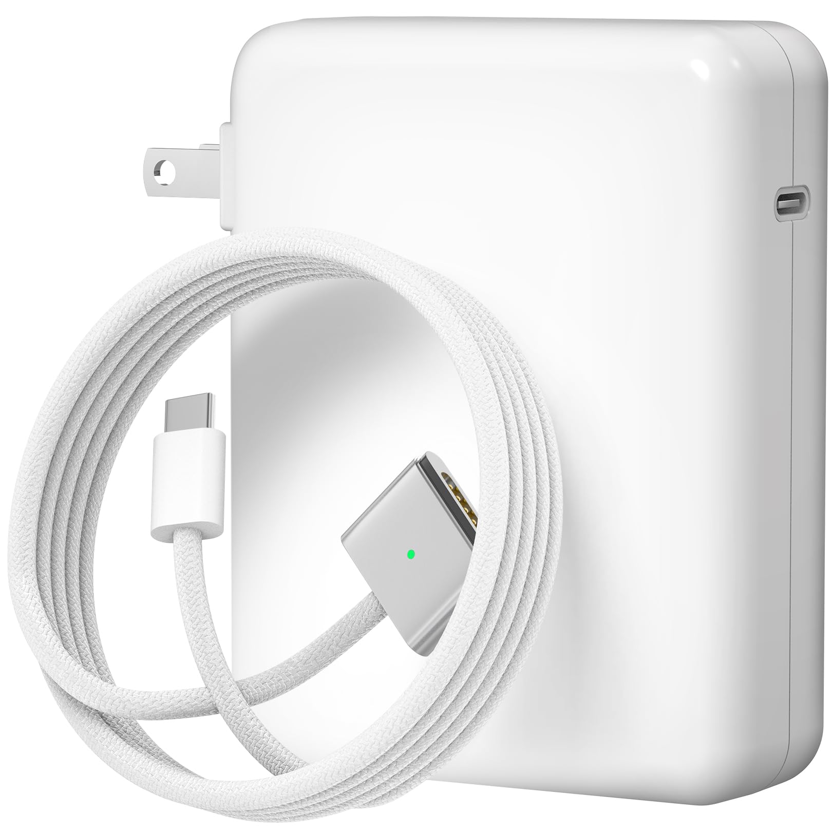 MacBook Pro 140W charger with Type C to Magnetic 3 cable, featuring LED indicator, compatible with 2021-2025 models.