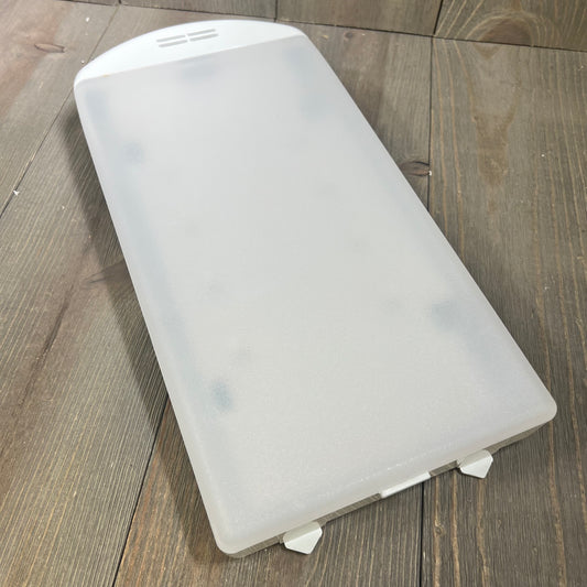 Refrigerator LED light module replacement for Whirlpool, Maytag, Amana on a wooden surface.