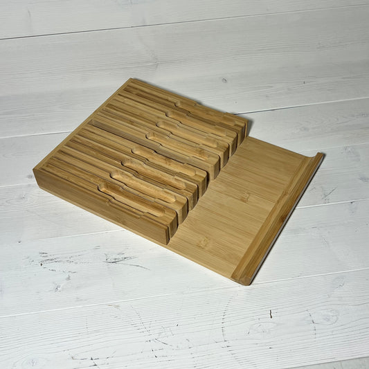 Domax Bamboo In-Drawer Knife Block Organizer for 16 Knives and Sharpener product image