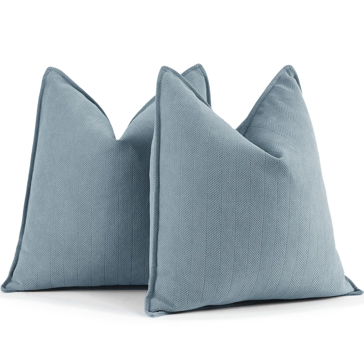 ZWJD Chenille Throw Pillow Covers 26x26 Light Blue Set of 2