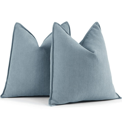 ZWJD Chenille Throw Pillow Covers 26x26 Light Blue Set of 2