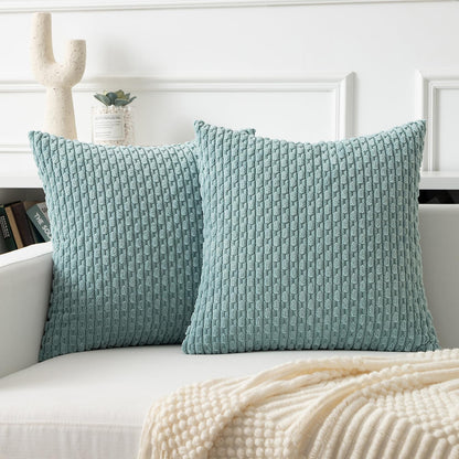 Kevin Textile Corduroy Throw Pillow Covers 20x20 Inch Dusty Green