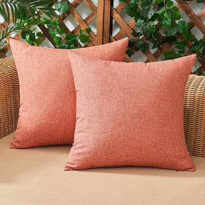 Woaboy 2-Pack Outdoor Waterproof Pillow Covers Coral Red 18x18 Inch