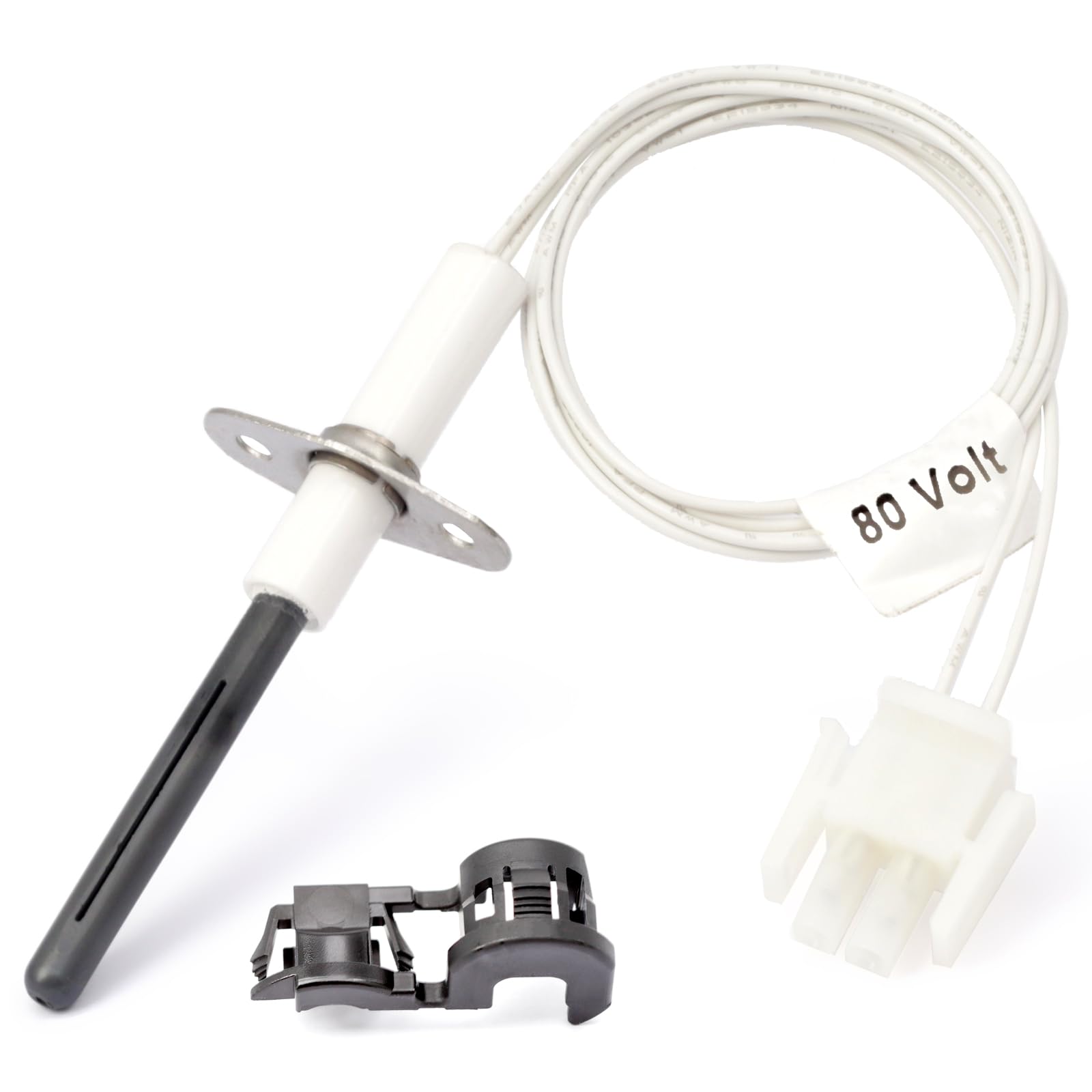 Silicon Nitride Ignitor Kit with cylindrical igniters for Hayward H-Series Low Nox Heater models, 80 Volt cable visible.
