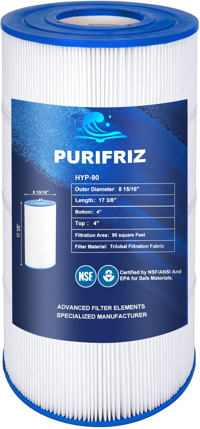 PURIFRIZ 90A Pool Filter, compatible with Hayward C900, advanced filtration, 90 sq. ft., durable fabric, 17 3/8" x 8 15/16".