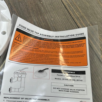 Installation guide for Deecaray Valve Top Assembly, compatible with Pentair 2-inch HiFlow valves, models 261049, 261050, 2611