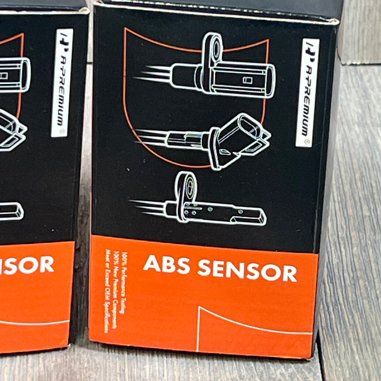 A-Premium ABS Wheel Speed Sensor packaging for Mercedes-Benz C300 and GLK350, showcasing product illustrations.