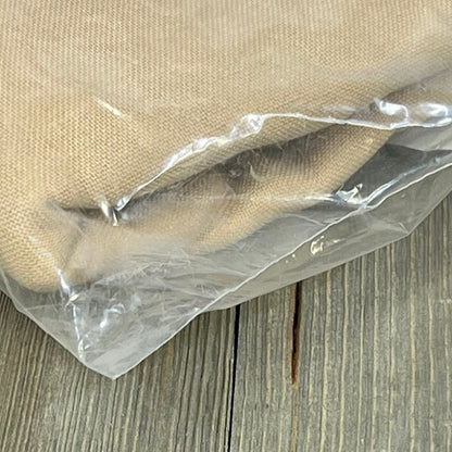 Linen blend burlap curtain in protective packaging, showcasing texture and thickness, ideal for living room privacy.