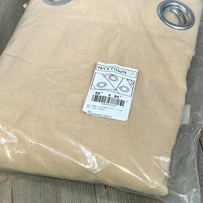NICETOWN burlap linen-blend curtains, 84-inch length, packaged with grommet design for living room or farmhouse decor.