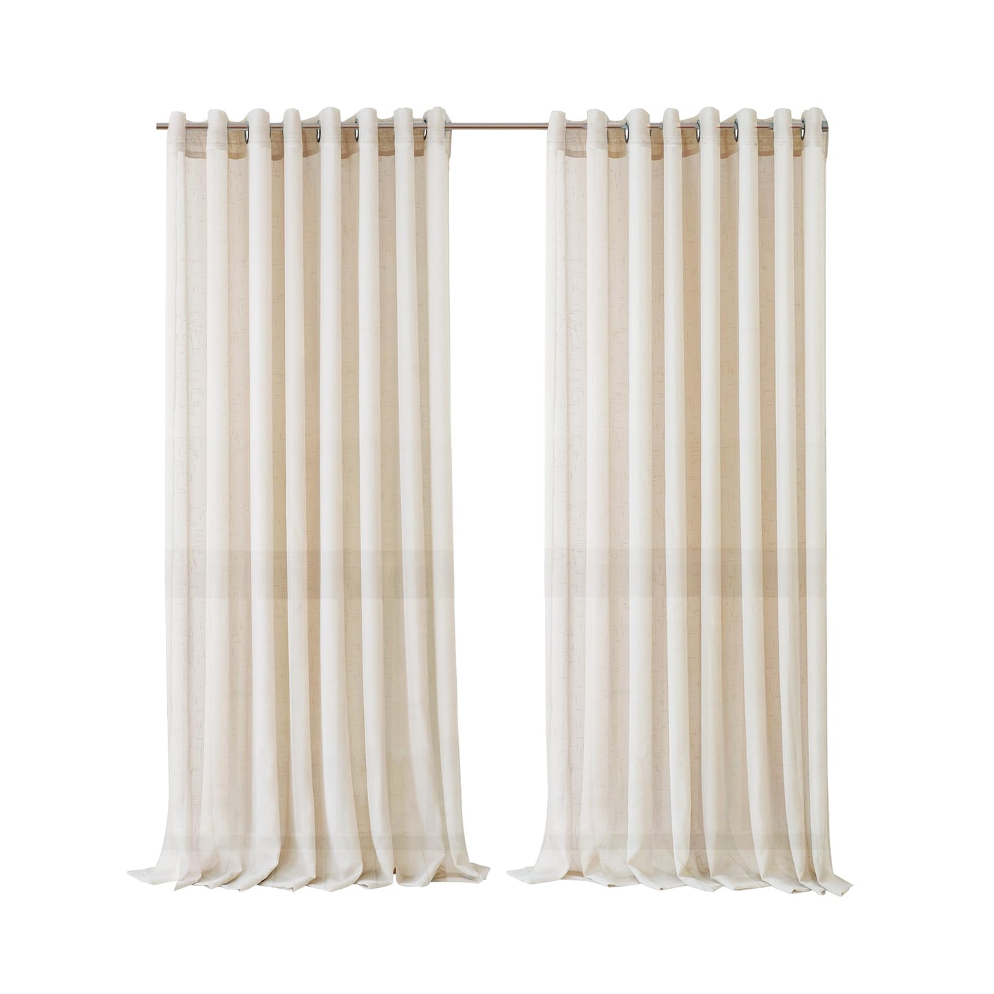 Ivory sheer grommet top curtain panel, 114x84 inches, perfect for outdoor spaces like patios and pergolas.