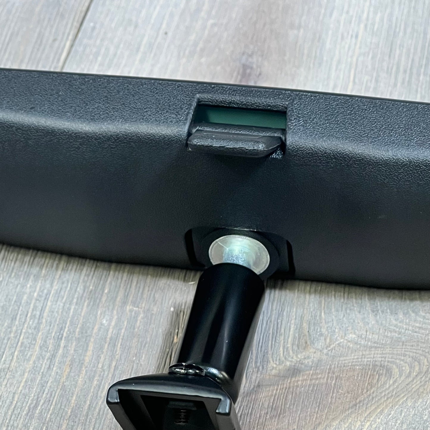 Interior rearview mirror for Mazda 3, CX-3, CX-5, MX-5, OEM KD53-69-220B, close-up view of mount and back.