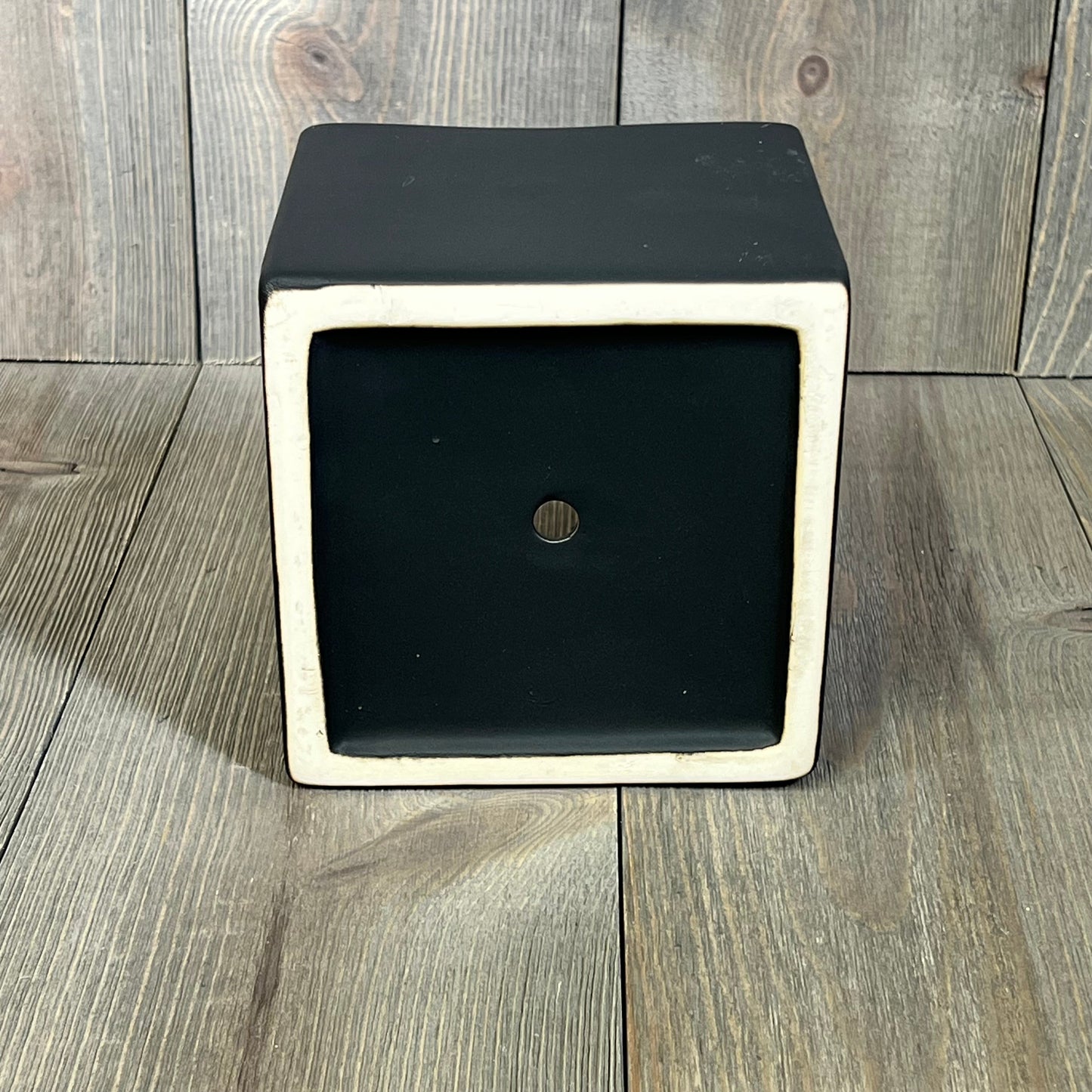 Black ceramic plant pot with square design, perfect for succulents. Features drainage hole for optimal plant care, set of 2.